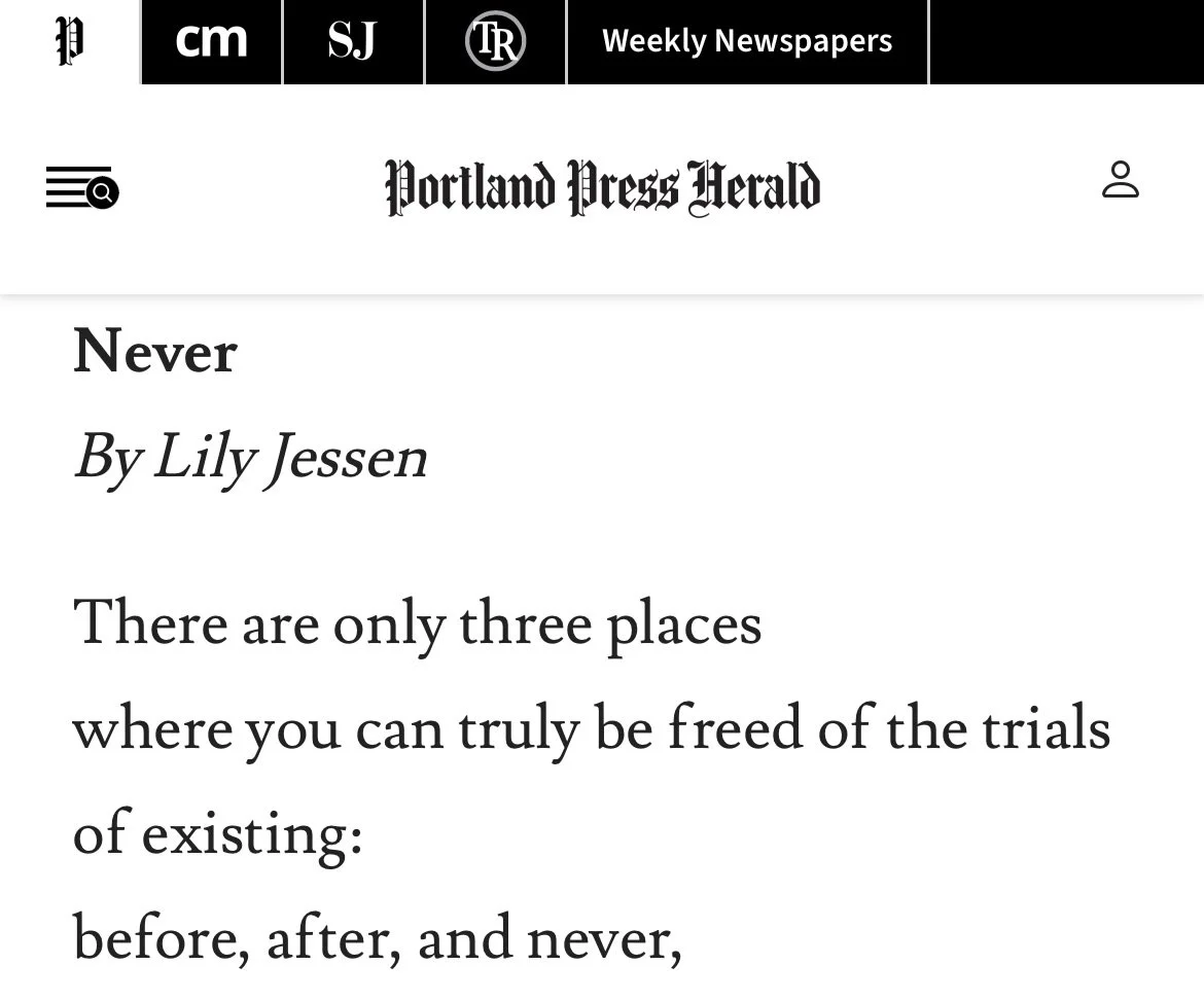 Deep Water: ‘Never,’ by Lily Jessen (Portland Press Herald)
