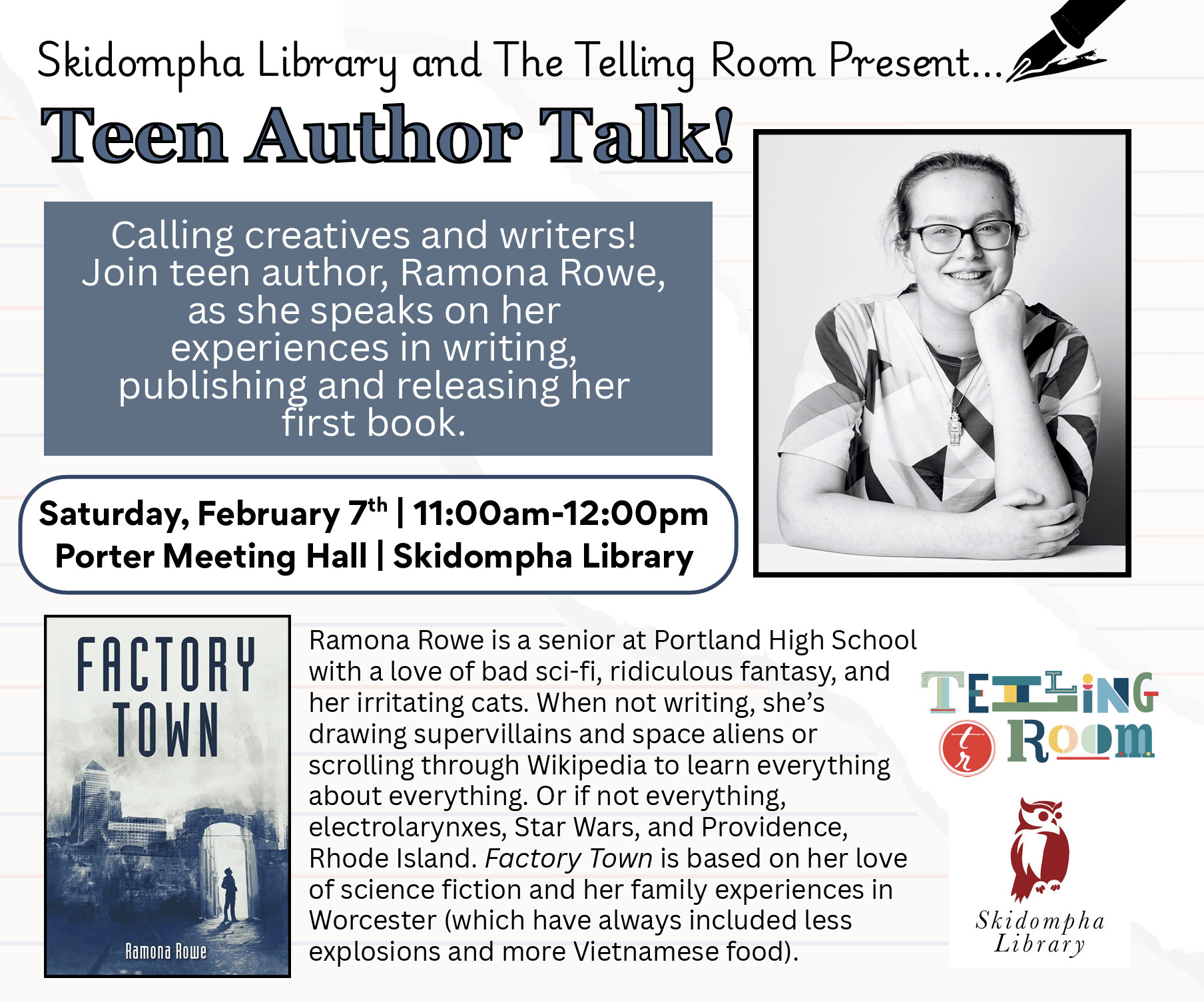 Teen Author Talk with Ramona Rowe