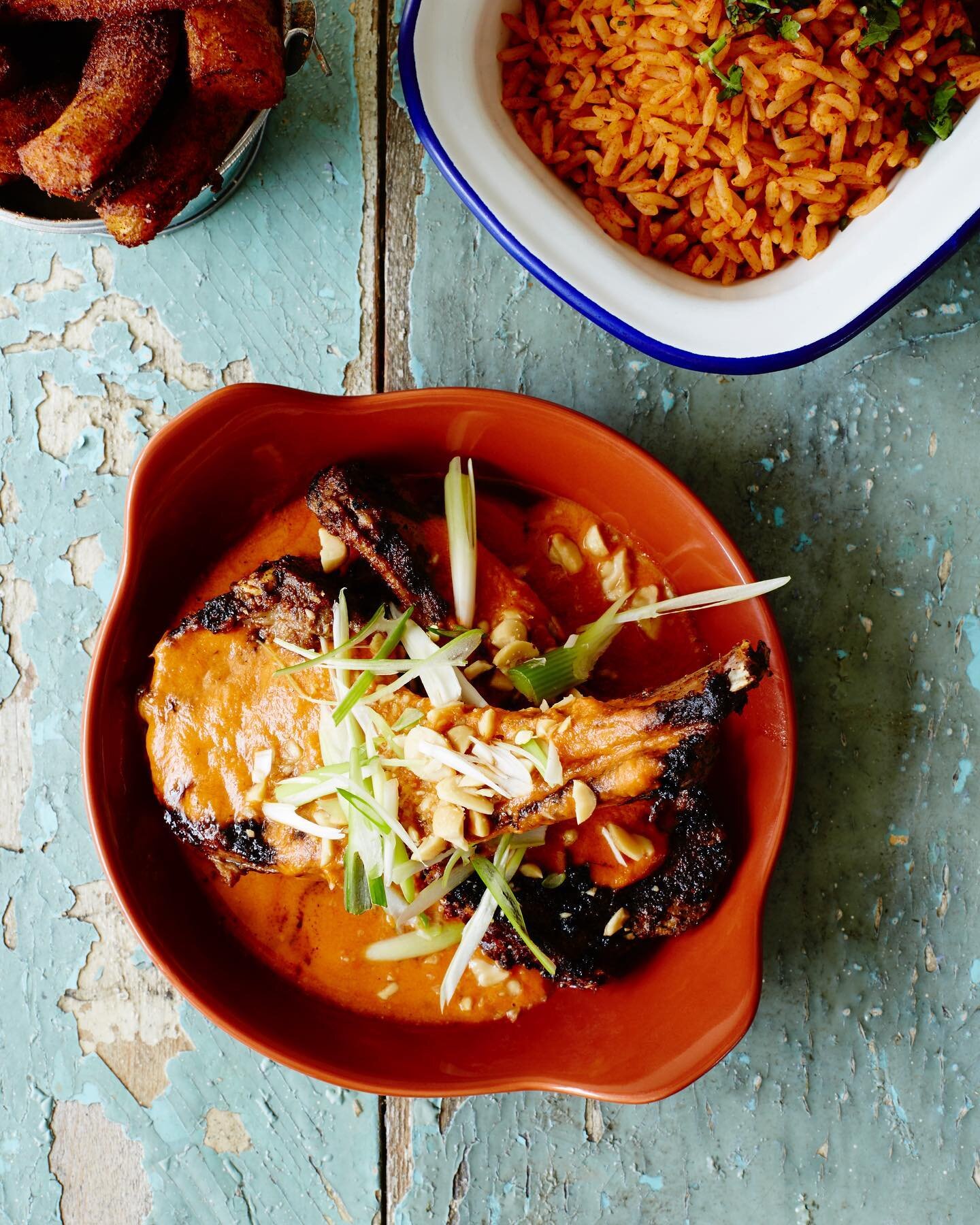 Lamb chops w/ groundnut✨ 
+ Jollof 
+ Kelewele
= the prefect meal 🇬🇭

Some of our best selling items from @popbrixton in 2015 

2022 version is loading&hellip;stay tuned😉🇬🇧