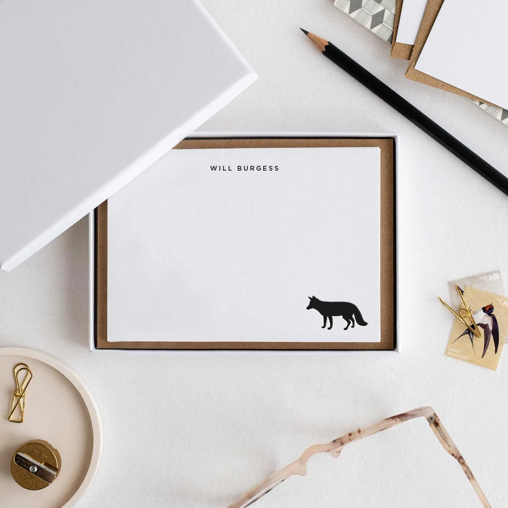 Personalised Fox Notecards