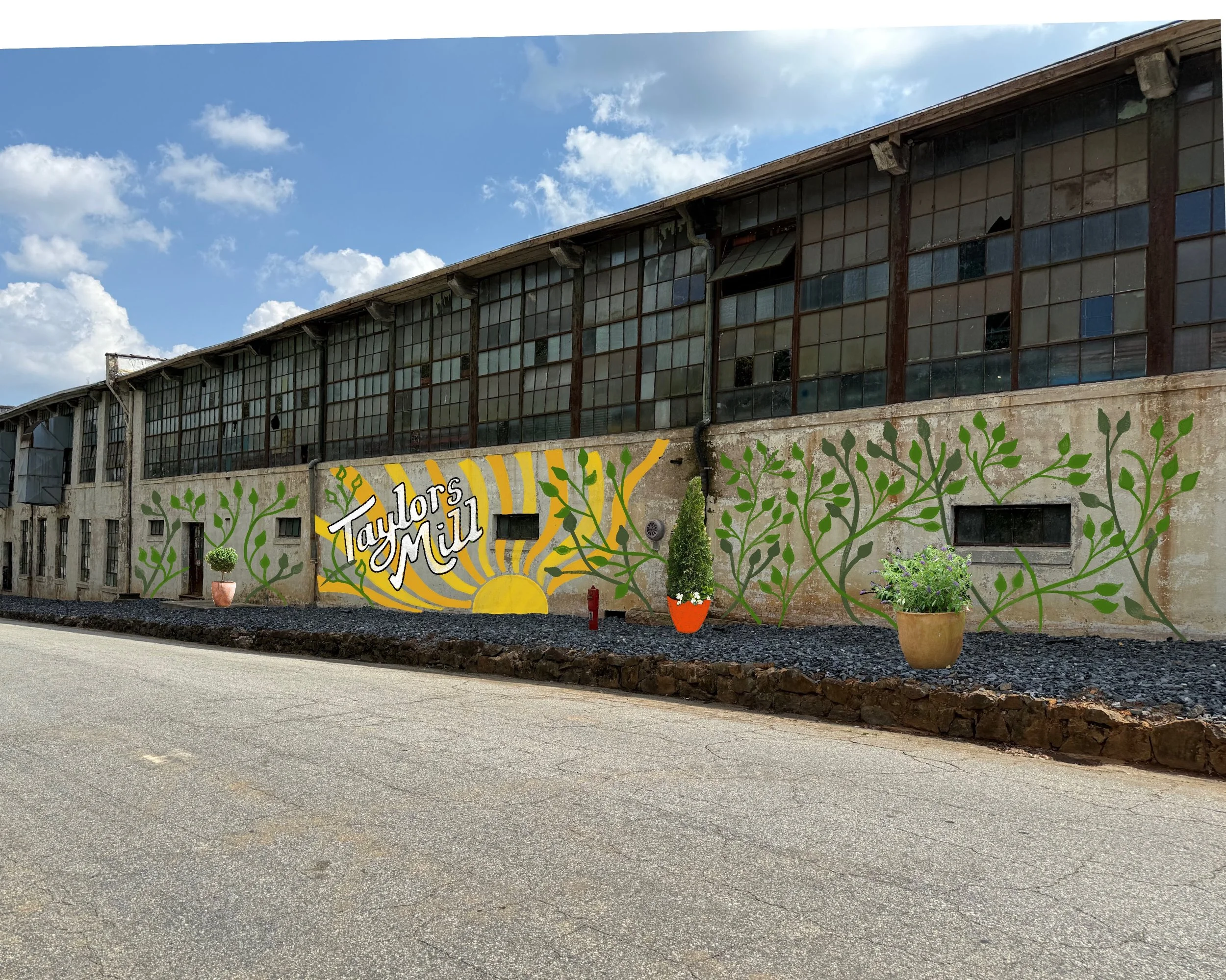 mural depiction for Taylors Mill for a historical mural for visitors