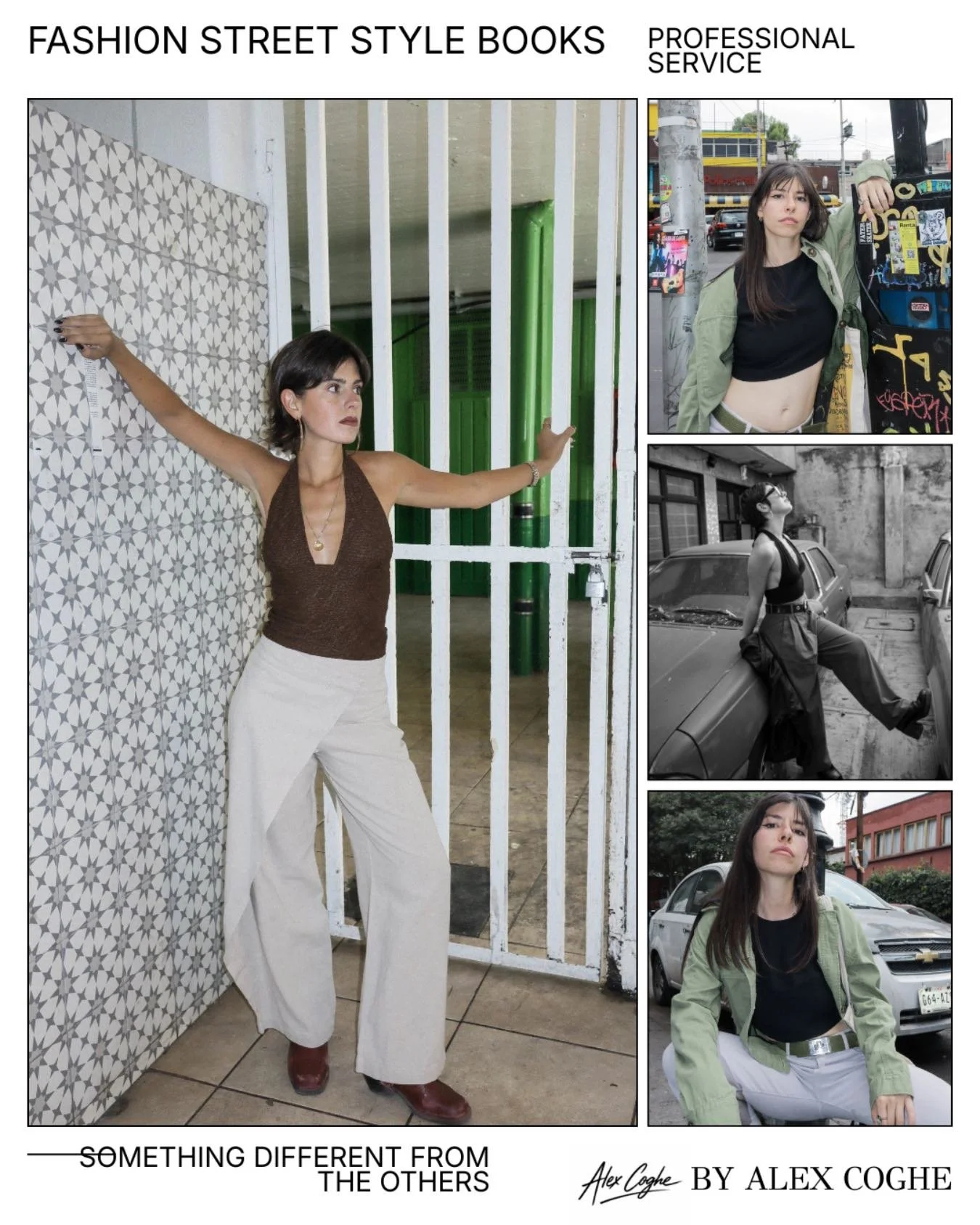 https://alexcoghe.com/shop/p/fashion-street-style-books-by-alex-coghe

Professional Urban Portfolios

Most portfolios look the same.

Studio background. Safe lighting. Predictable images.

They work.
But they rarely stand out.

My approach is differe