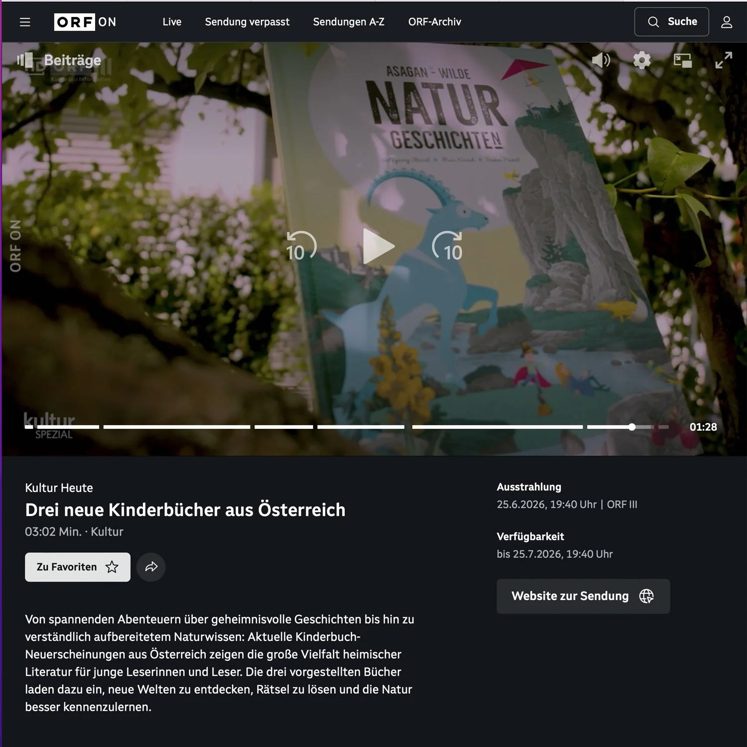 ORF Kultur heute, Juni 2026