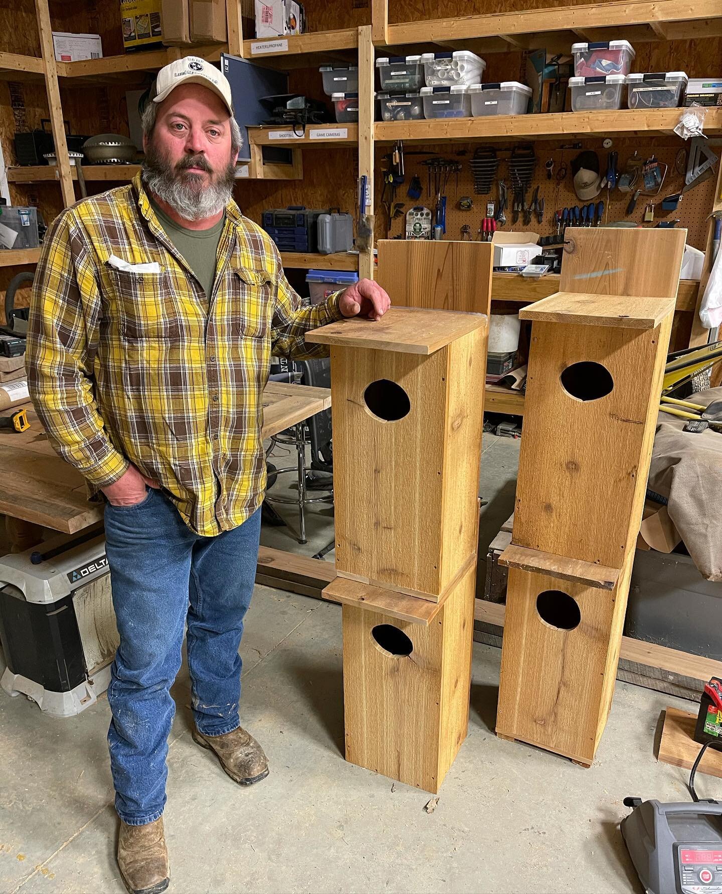 Getting some wood duck boxes ready to go...great job Gordon!