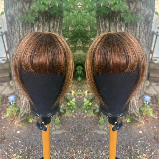brown highlighted bang topper