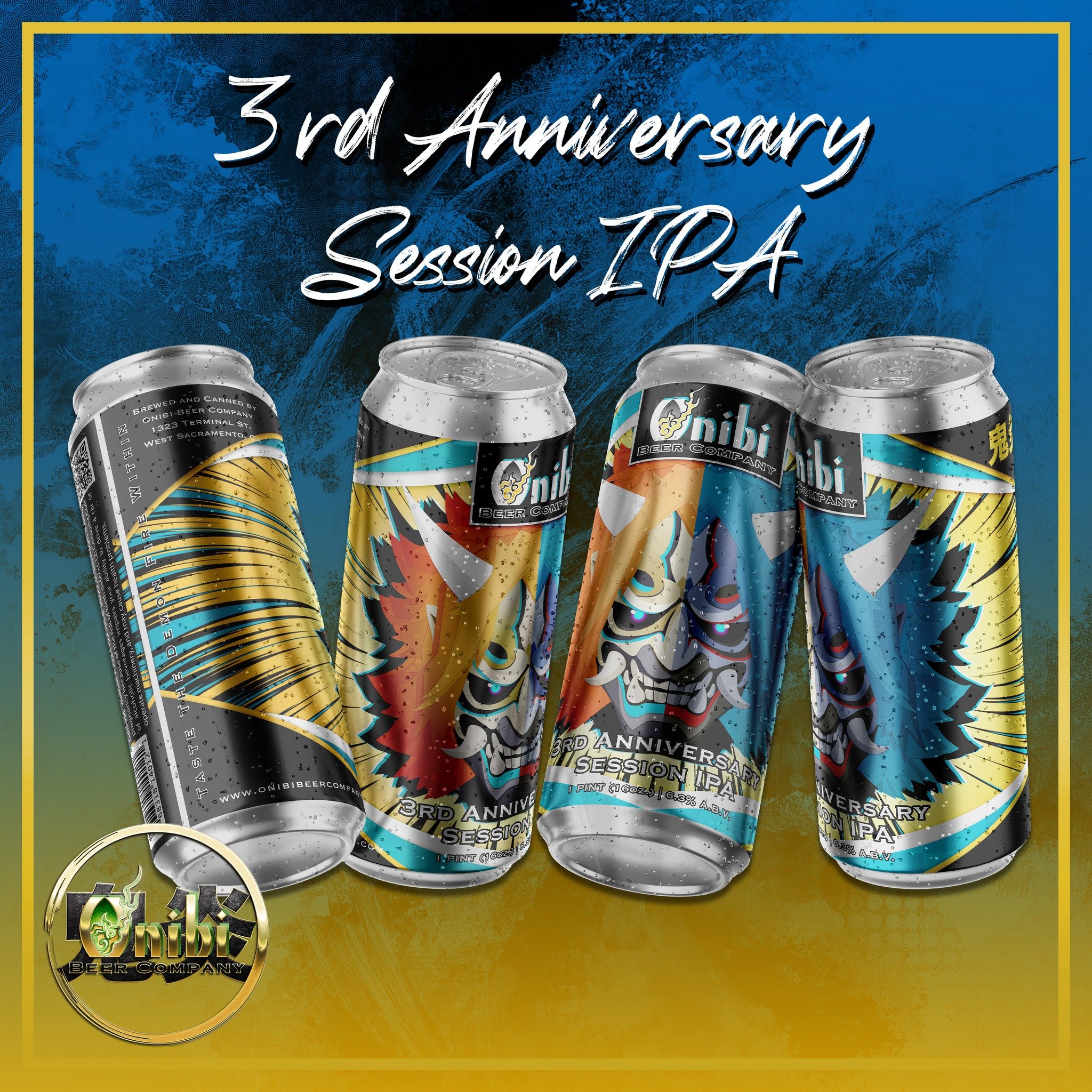 Our 3rd anniversary Session IPA! 
Can release on May 2nd! Limited release, so grab some before they run out! Cheers! 🍻
.
.
.
.
.
.
.
.
#onibibeer #beer #drinklocal #craftbeer #sacramento #microbrew #onibi #westsacramento #ipa #limitedtime #3rdannive