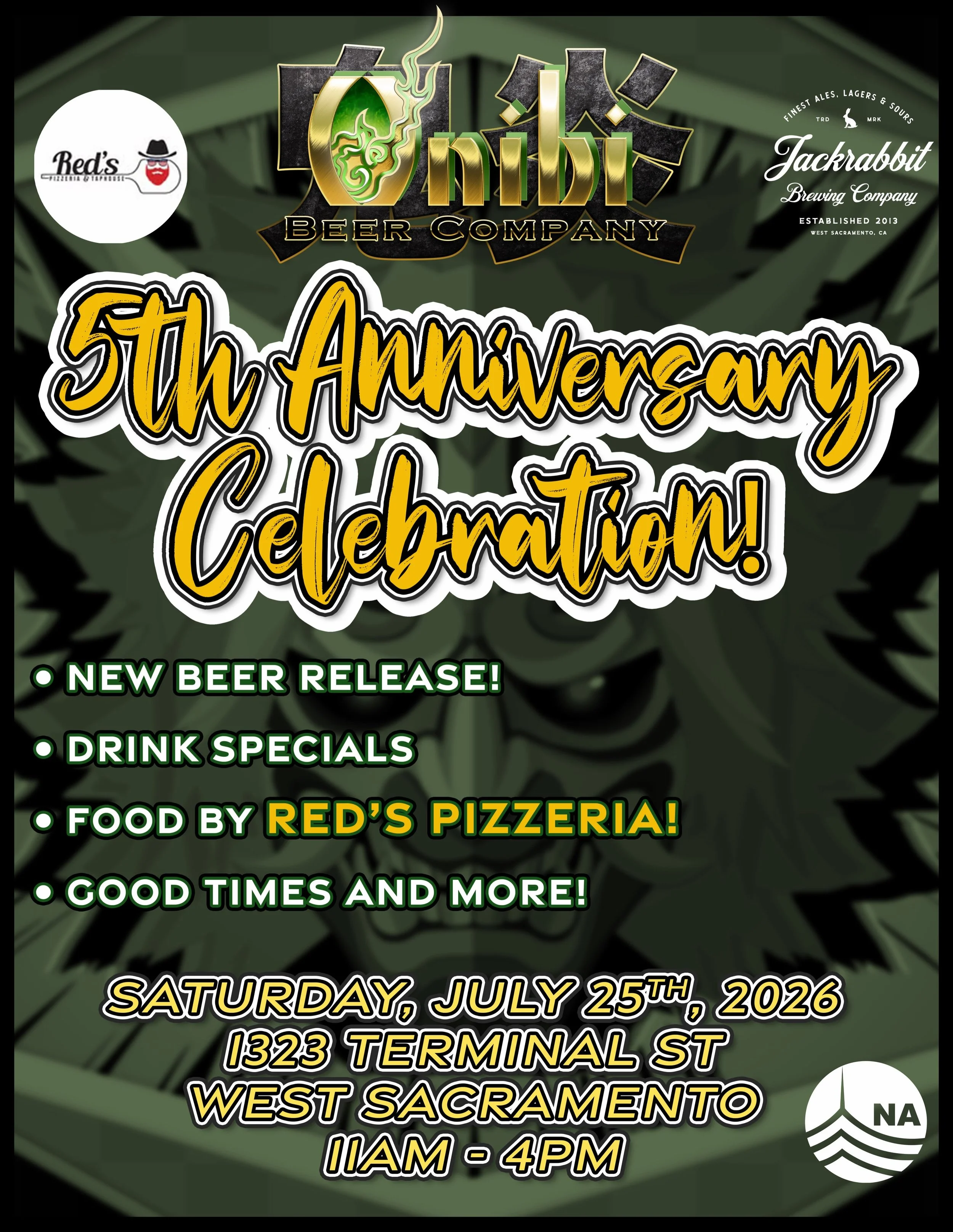 Come join us for an early afternoon of fun!  Beers will be flowing, music will be blasting and food will be eaten! @redspizzarocklin will be there with their delicious food!  Cheers! 

@jackrabbitbrewing 
@onibibeer 
@jackrabbitbrewing