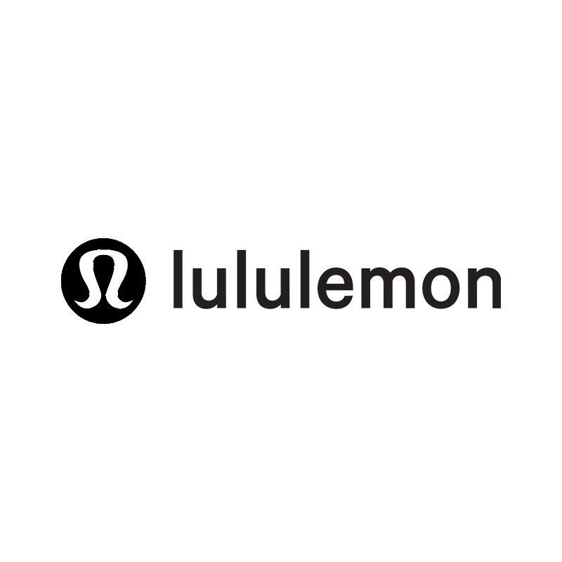 Lululemon logo in white on a black background.