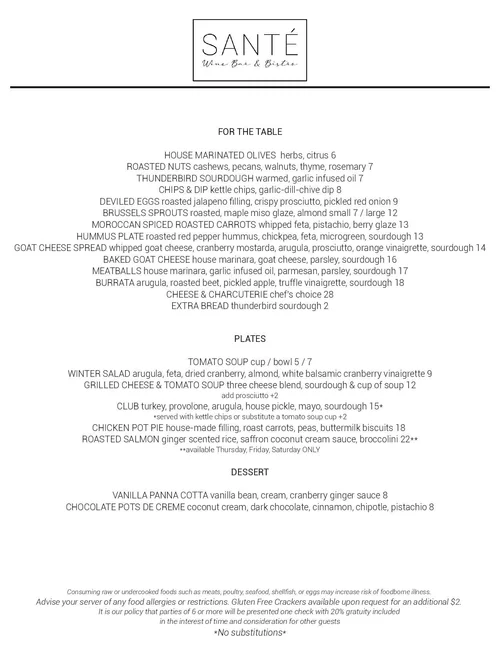 Eat — Santé Wine Bar & Bistro