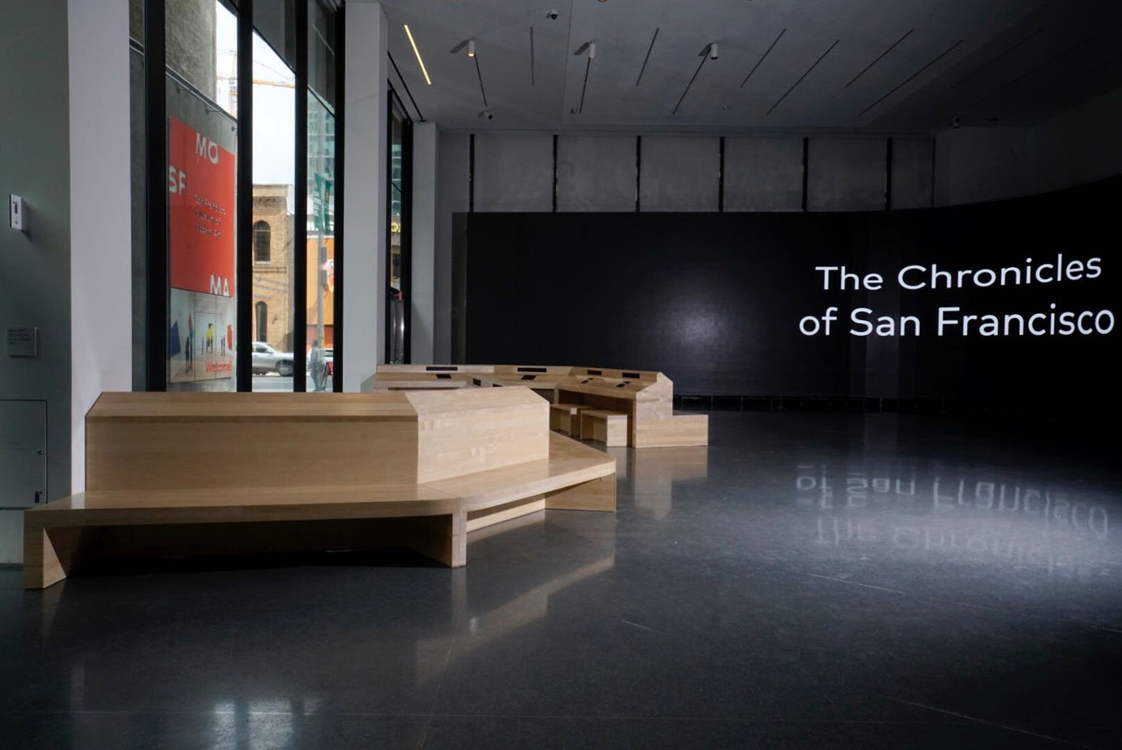  The SF MoMA presented the captivating, digital collage installation by the French artist, JR.  The team at One Hat One Hand, together with the design staff from the museum, created custom, electronics-integrated furniture in support of the exhibit. 