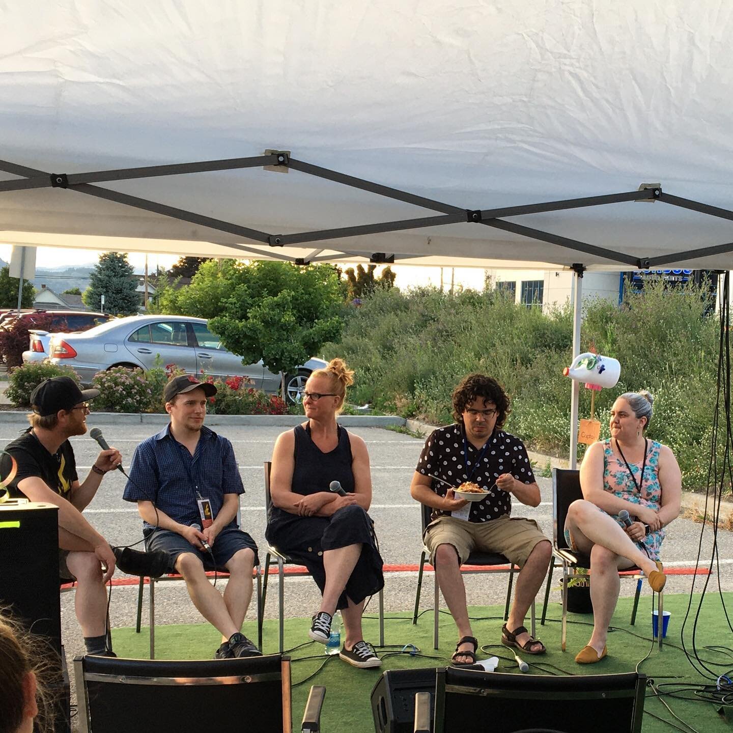An evening chatting with the artists is a great way to wrap up day 2 of @theatre_on_the_edge_festival 
Join us tomorrow shows begin at 1pm with @shuswap_theatre &lsquo;s own Laughing Gas Improv Troupe 
#shareshuswap  #exploreshuswap #salmonarm #downt