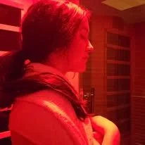 Jamie, our owner, stealing a self-care day and finishing with our infrared sauna and choosing the red light. There are 8 colors on the sauna or you can cycle through all. All Aglow Spa is the place for wellness,