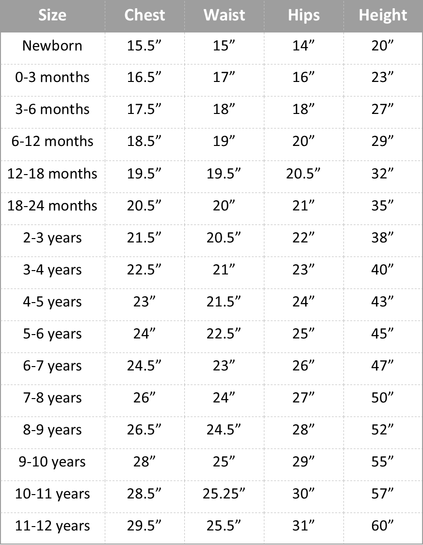 Size Charts — Hibou Crafts