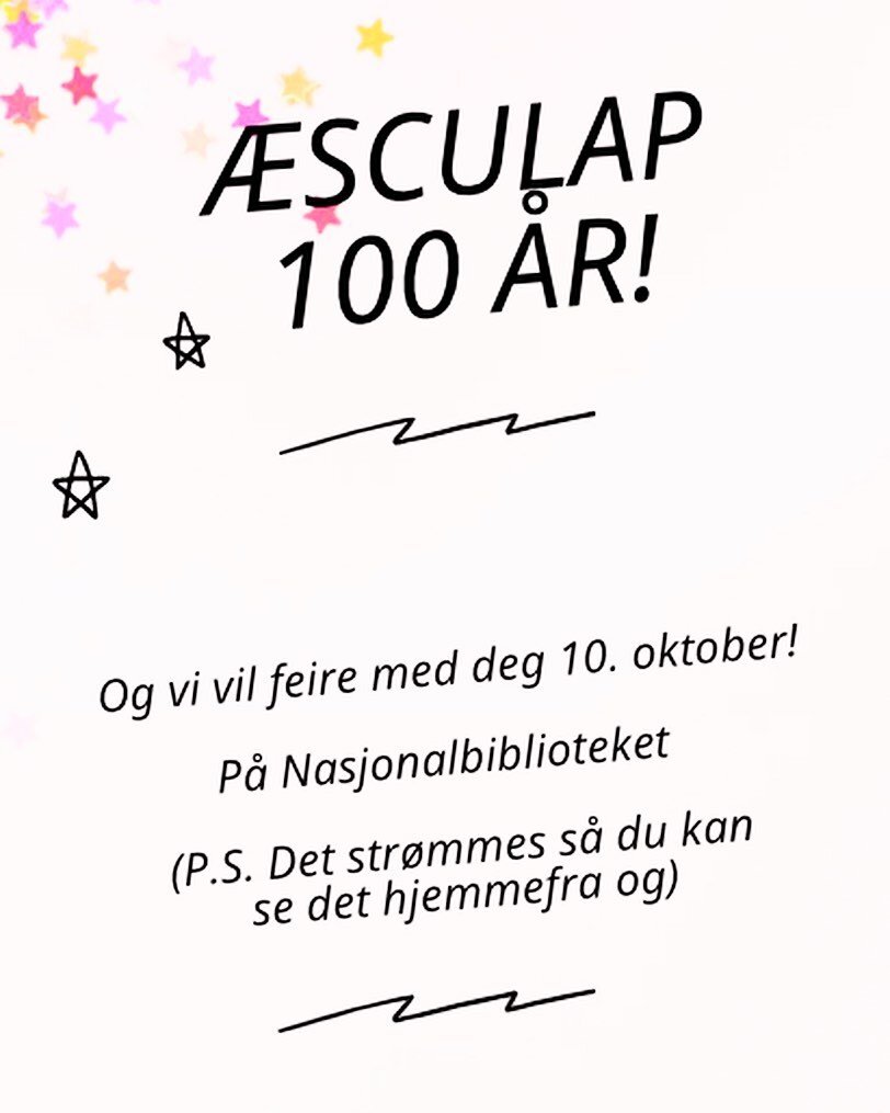 &AElig;sculap er 100 år 🎊🎉🎊🎉Og vi vil ferie det med DEG!

Arrangementet vil inneholde allment interessante fortellinger fra et medisinstudium i endring. Nåv&aelig;rende redakt&oslash;r Tuva Stranger Mj&oslash;nes m&oslash;ter tidligere redakt&o