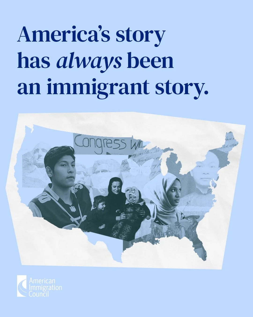 July 4th, 2026 - 250th Anniversary Celebration Social Graphics. American Immigration Council.