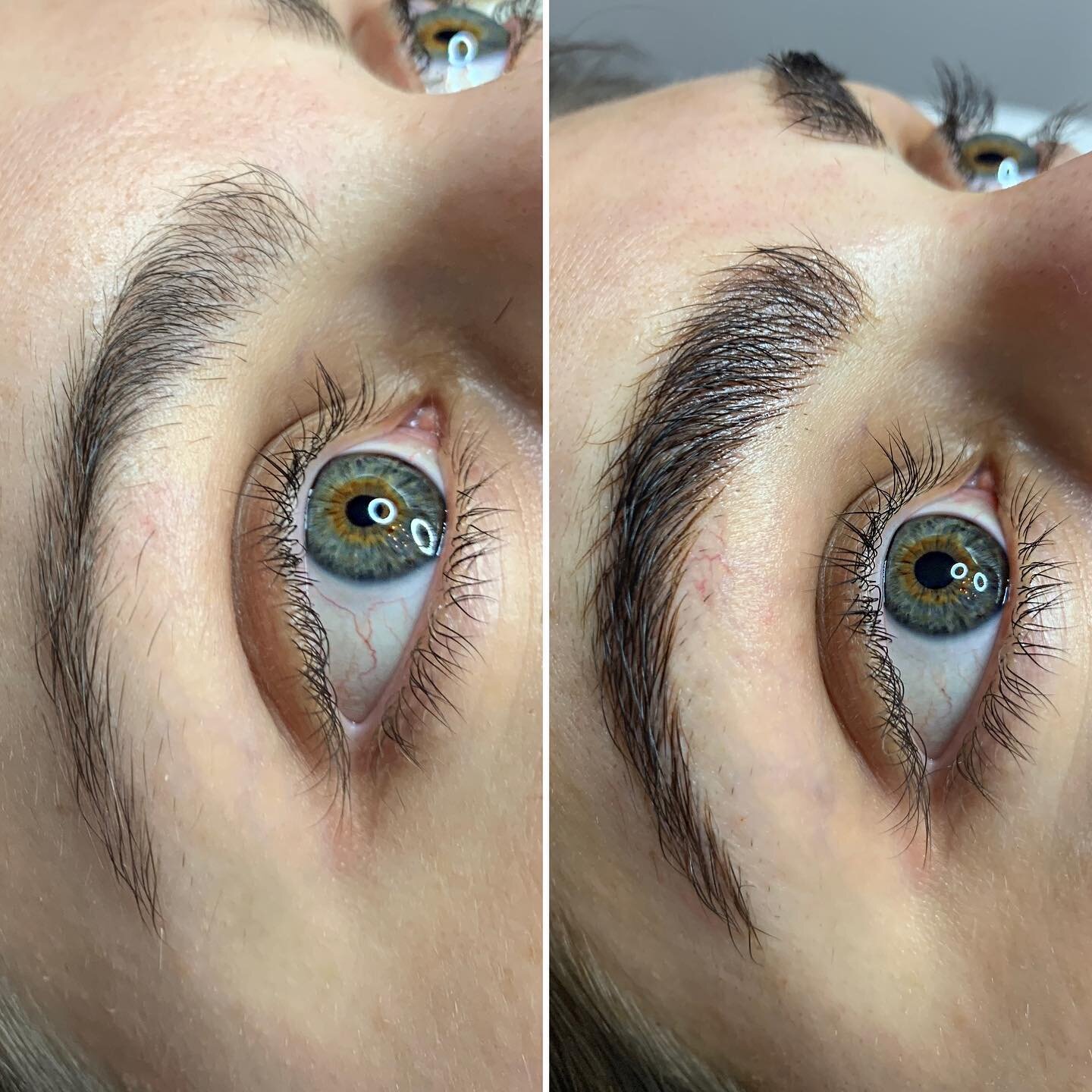 before | after ❤️ microblading + brow lamination + tint  BOOK ONLINE  www.honeyskinsocial.com  #fluffybrowclub #microbladingeyebrows #naturalmicroblading #honeyskinsocial