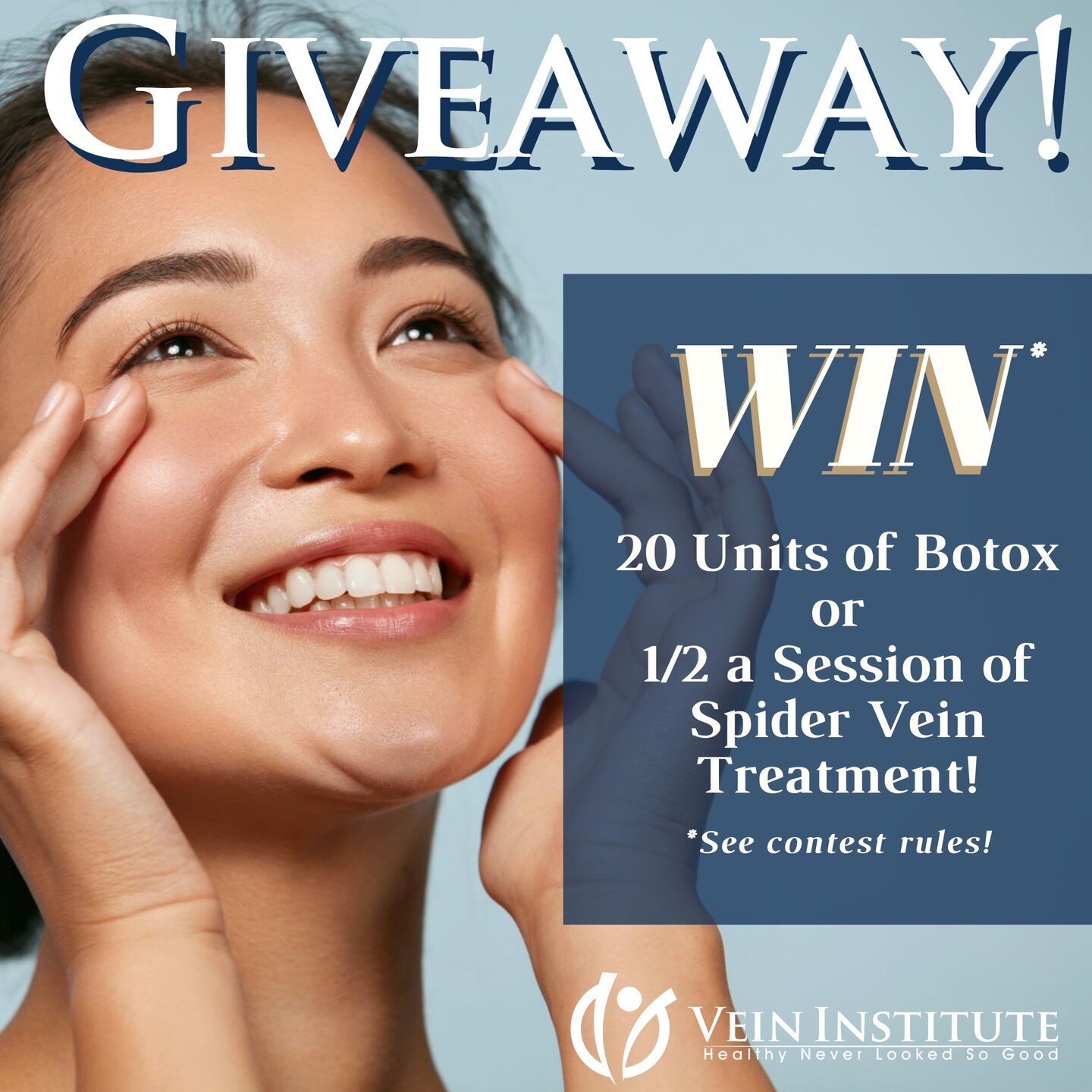 🎉In honor of National Vascular Disease Awareness Month, we are celebrating by doing an amazing giveaway!
Our giveaway* includes a choice of 20 Units of Botox or 1/2 a Session of Spider Vein Treatment!

To enter:
&bull; Follow us on Instagram @VeinIn