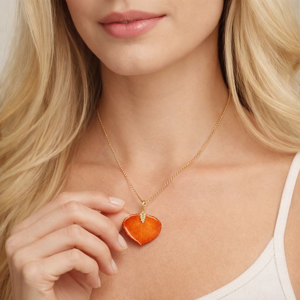 Genuine Red Aspen Leaf Necklace