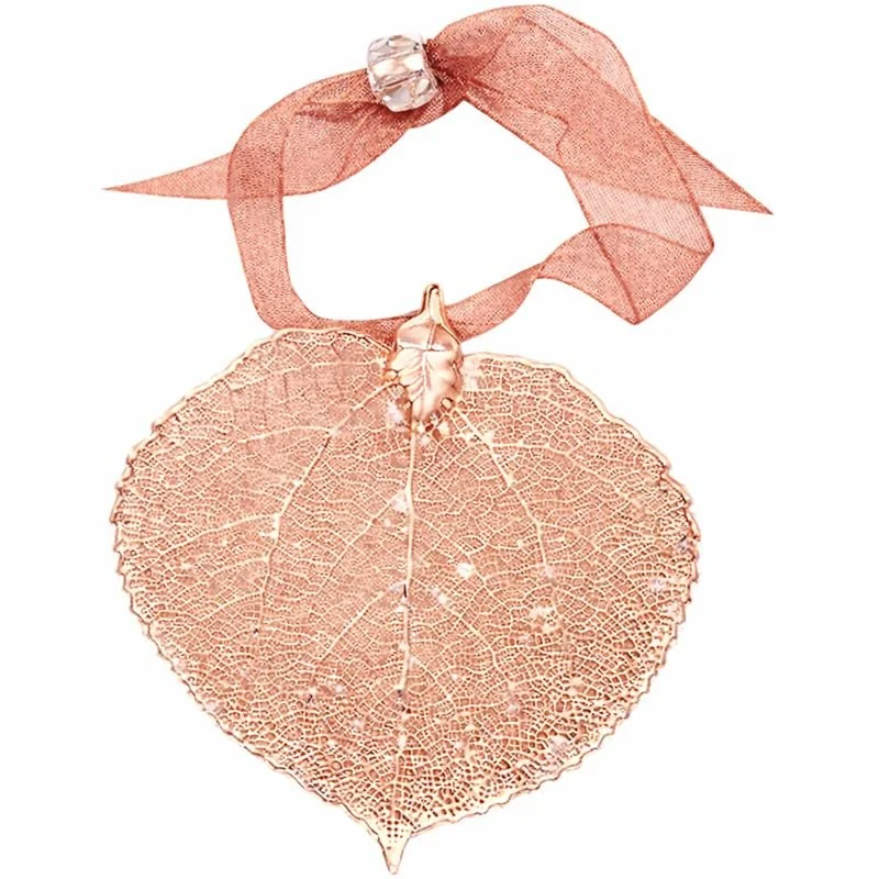 Real Aspen leaf Ornament preserved in Rose Gold