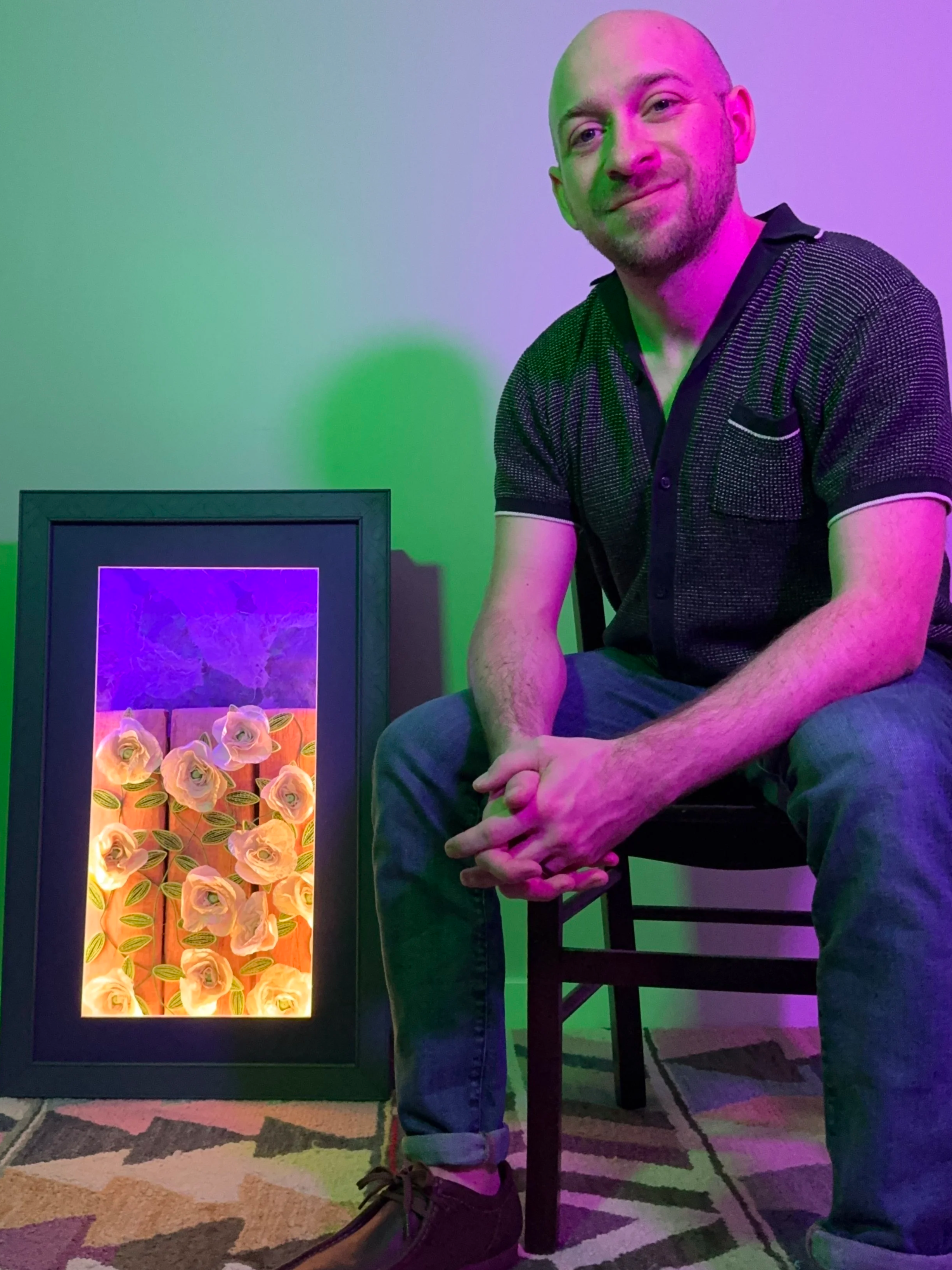 Photo of Michael Barnes with "On the Fence"