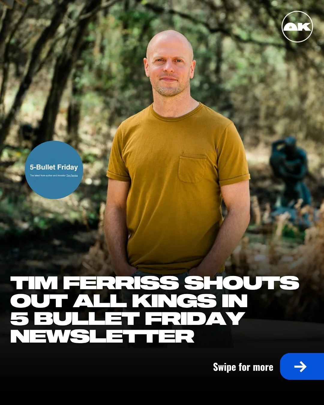 Thank you to @timferriss for the recognition, support and incredible work.

Head to our website in the link in bio to learn more about All Kings and be sure to subscribe to Tim Ferriss&rsquo; newsletter