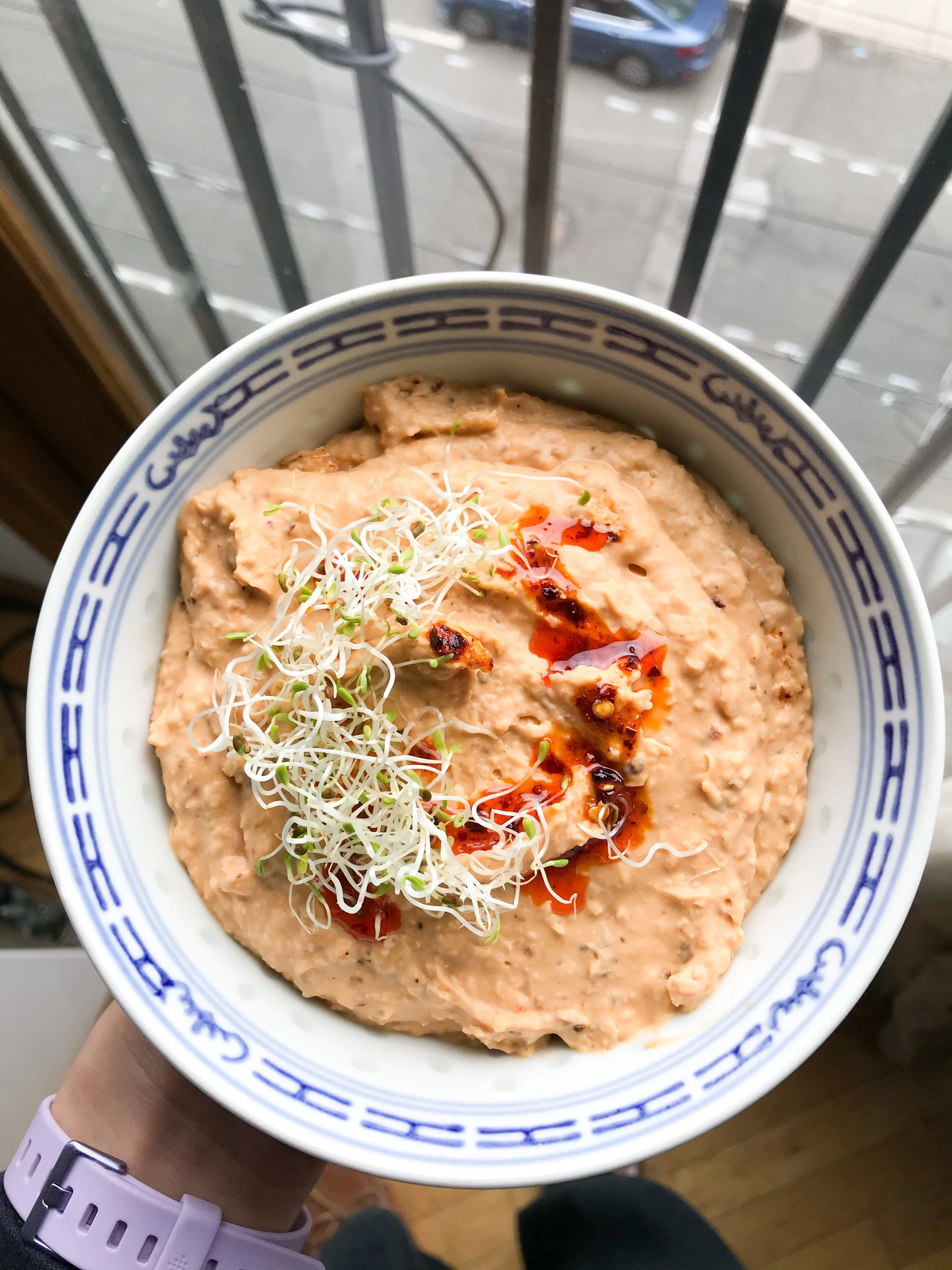 I used 2 tbsp of the chili crisp here, resulting in a lighter color.