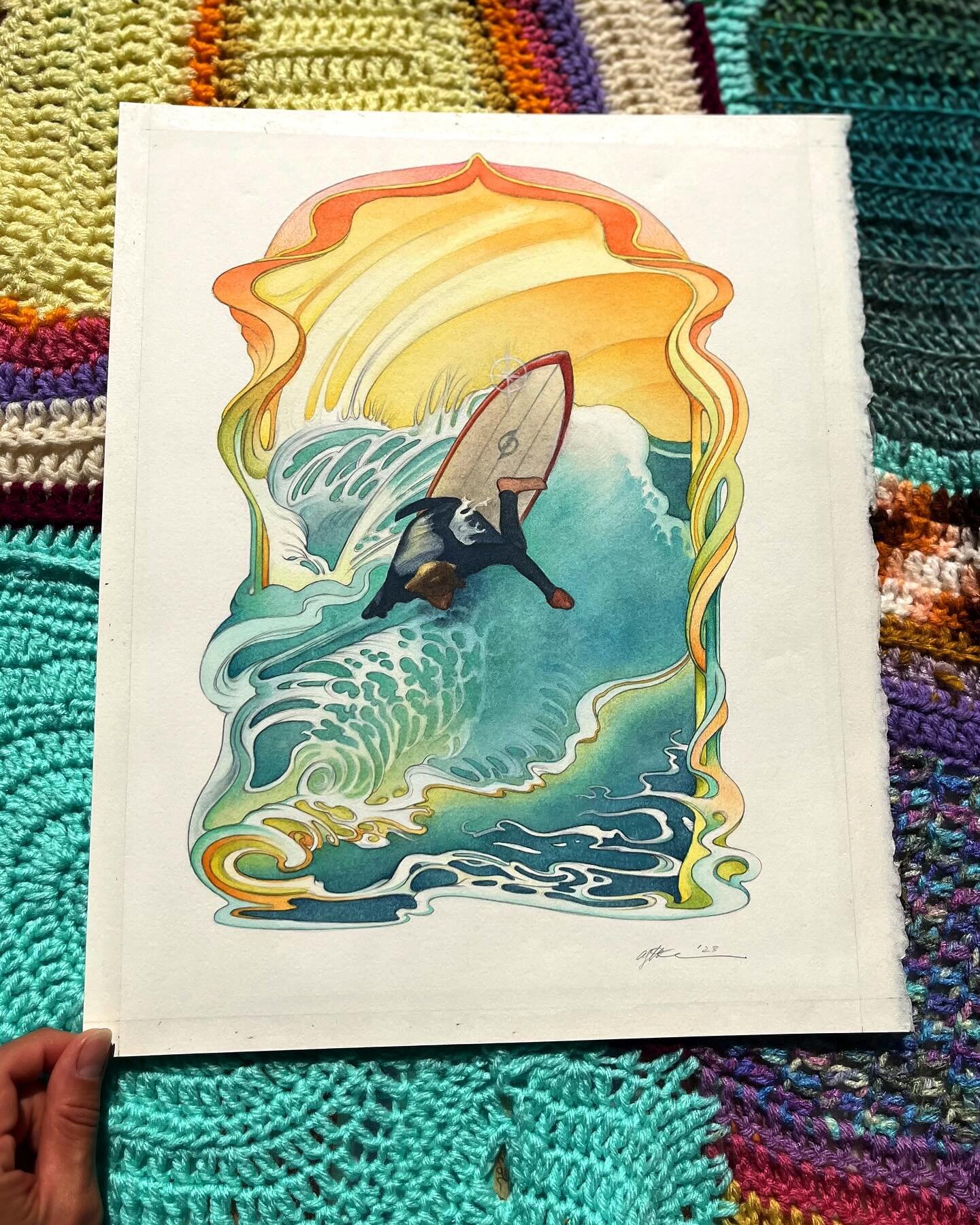 There are about 2-5 leftover prints of each of these @campbellbros inspired surf prints &mdash;- and available now on my site (shipping from CA).

The originals are for sale too- one is framed, the rest are not. I can ship any original within the nex