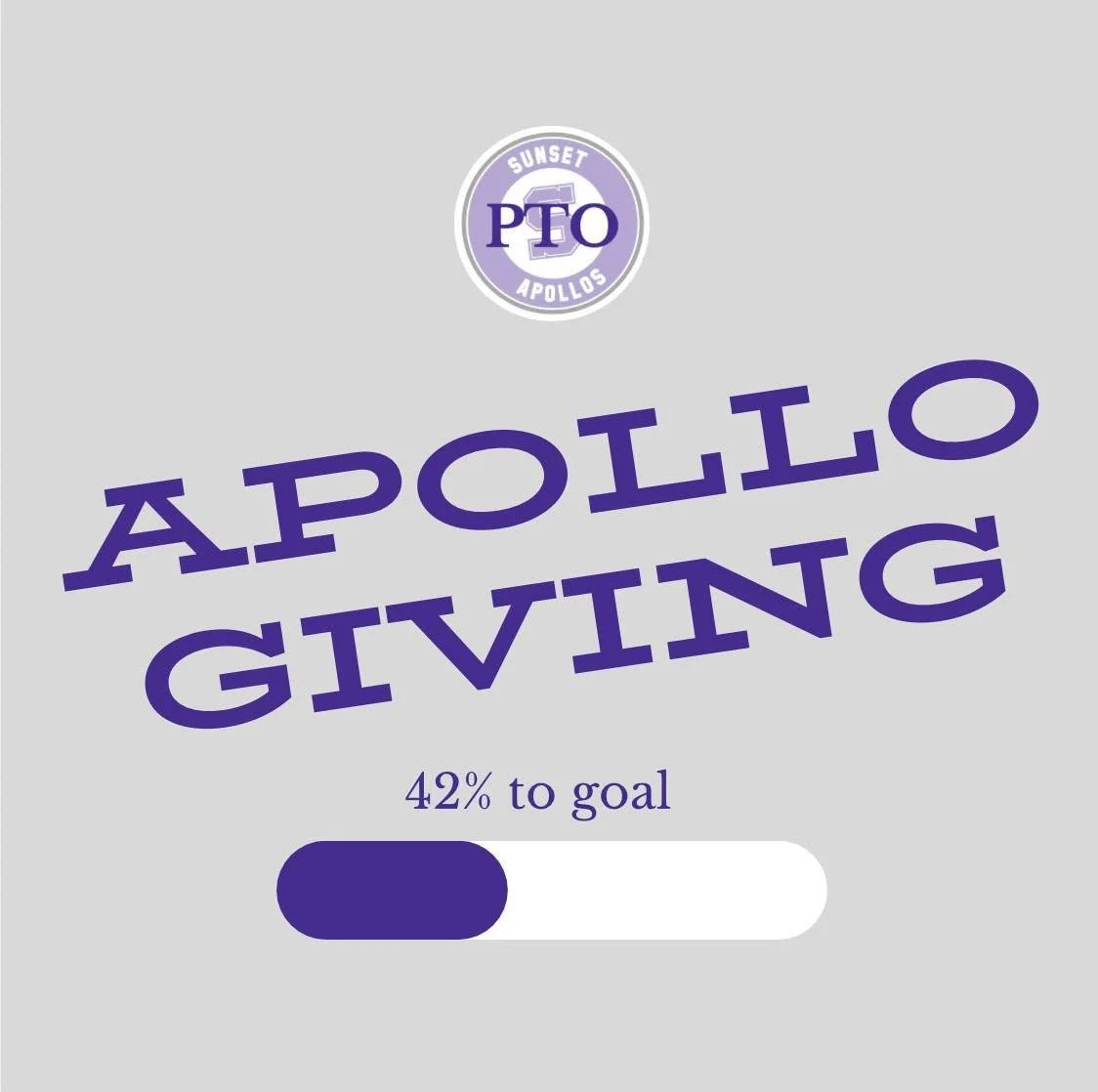 🎉Moving closer!  We are 42% to our goal of $32,000.  Make a tangible &amp; transformational impact on the Sunset experience.  Head to the link in our bio to support our Apollos! 💜💜