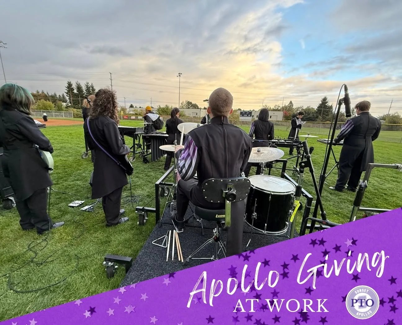 Sunset PTO,
On behalf of the marching band students, I would like to thank you for your Apollo Giving funding of band equipment repair and replacement.  This year, SAMBA was able to purchase a new keyboard and a new cart for the percussion section.  
