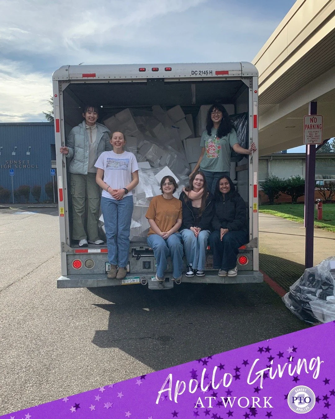 Proud to support the Sunset Climate Change Club! Thanks to our generous Apollo Giving donors, we were able to SAY YES to supporting the U-Haul costs for the @shsclimatechangeclub club recent recycling drive. 🎉🎉