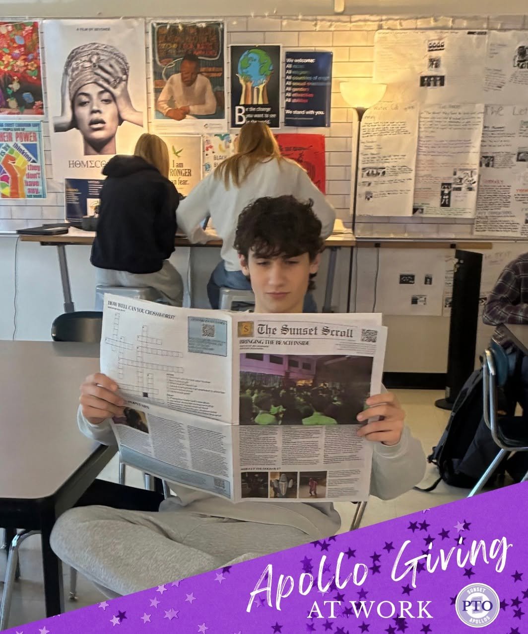 We need quality journalism more than ever! Excited &amp; honored to fund this year's first printing (full color!) of Sunset's student newspaper, the @thesunsetscroll. THANK YOU to all our Apollo Giving donors who make these efforts possible.💜🎉