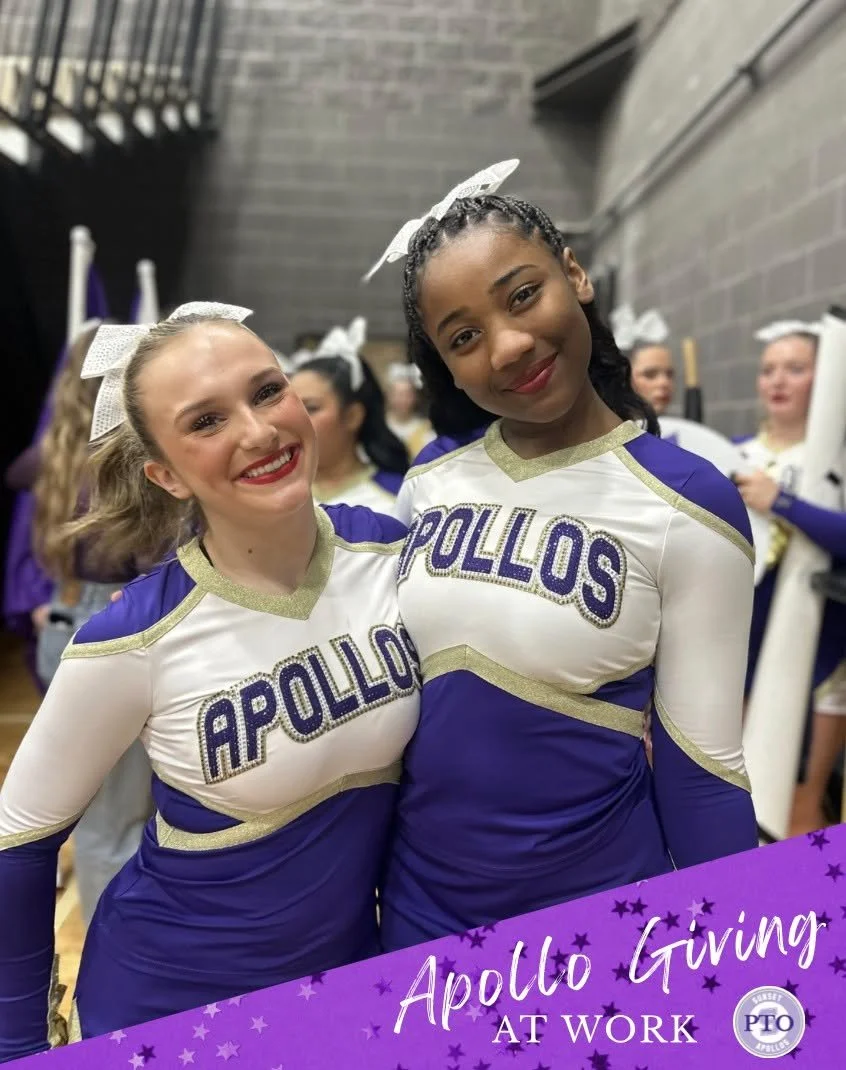 🎉😍🎉We are proud to support @sunsetcheerleading through our Sunset Reinvestment line item.  These competition tops were purchased thanks to Apollo Giving donors, allowing for a check-out system that will benefit cheer participants and families for 