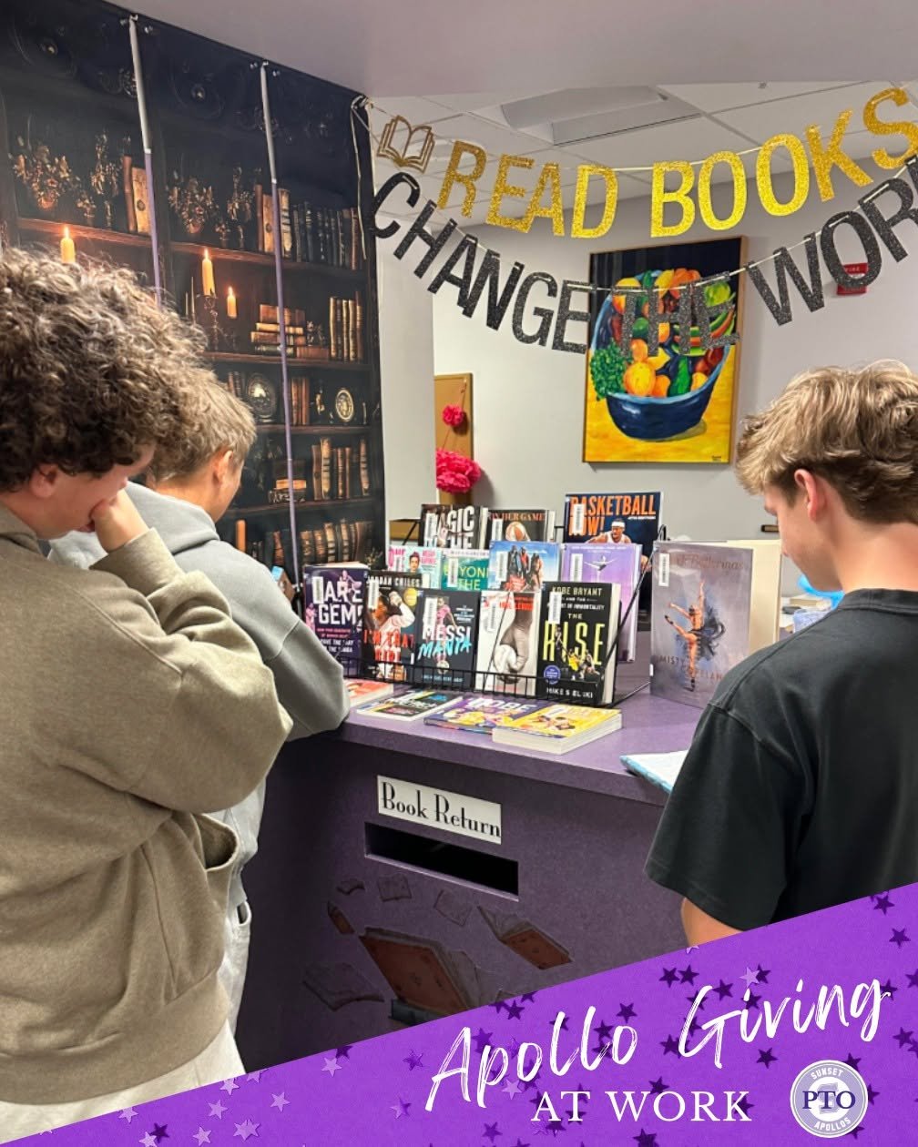 Look at that beautiful new display of the Sports Memoir / Narrative Non-fiction collection in the SHS Library, made possible by YOU, our Apollo Giving donors. 

This joint request between the SHS Library &amp; Health/PE department boosts the mandator