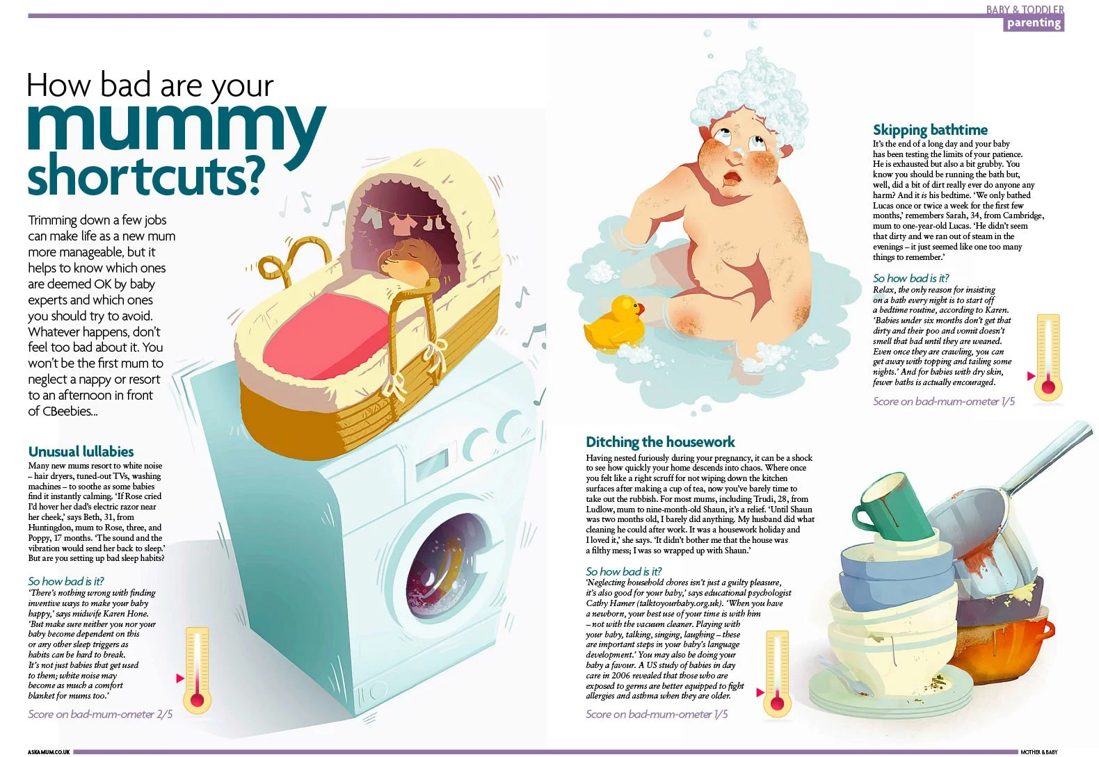 Illustration Comission for Mother & Baby Magazine. Illustrations: Roland Macdonald