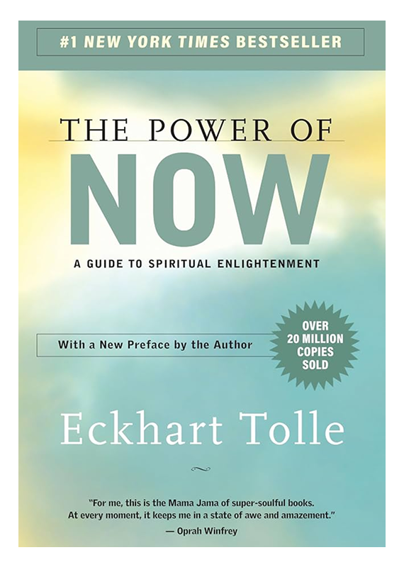 Cover of the book "The Power of Now: A Guide to Spiritual Enlightenment" by Eckhart Tolle.