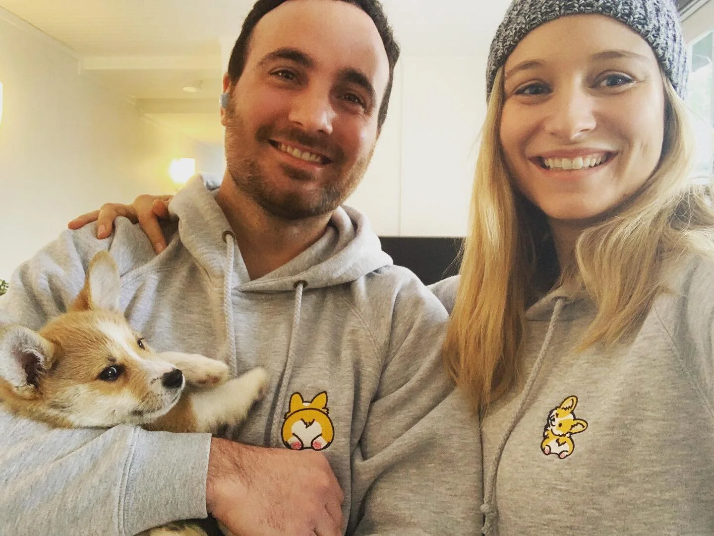 It&rsquo;s safe to say we are corgi-obsessed and living the #corgilife 🥰 Thanks so much @mekirstenkaye and @aj__abdi, we love our corgi hoodies. We&rsquo;re legit dog parents now! 🐶
