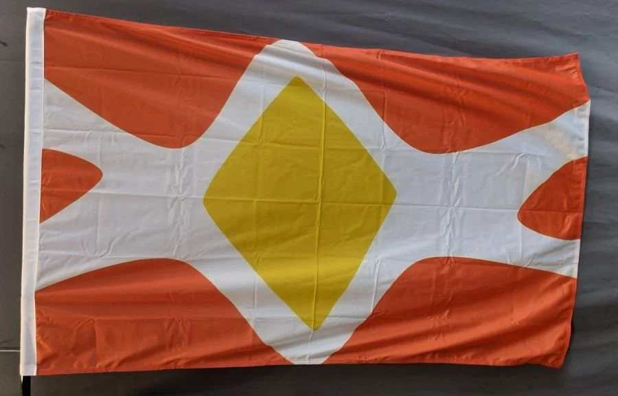 Gimuy Custom flag on grey wall.jpg