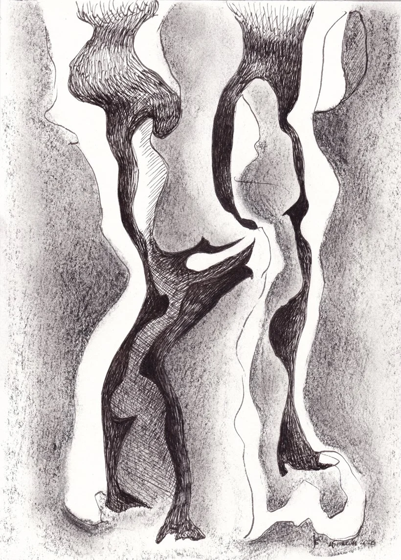 Rejection. 2026. Ink, crayon, paper. 29,5 x 21.