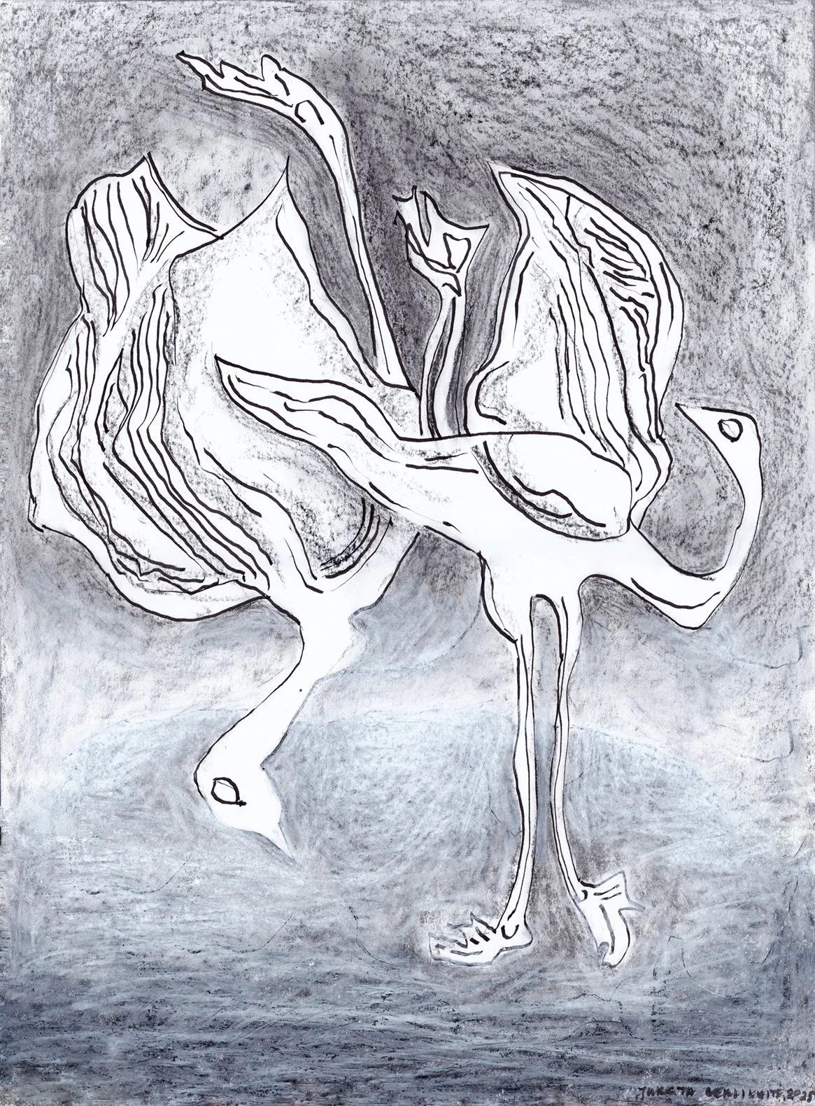 The unknown. 2025. Ink, crayon, paper. 42 x 30.