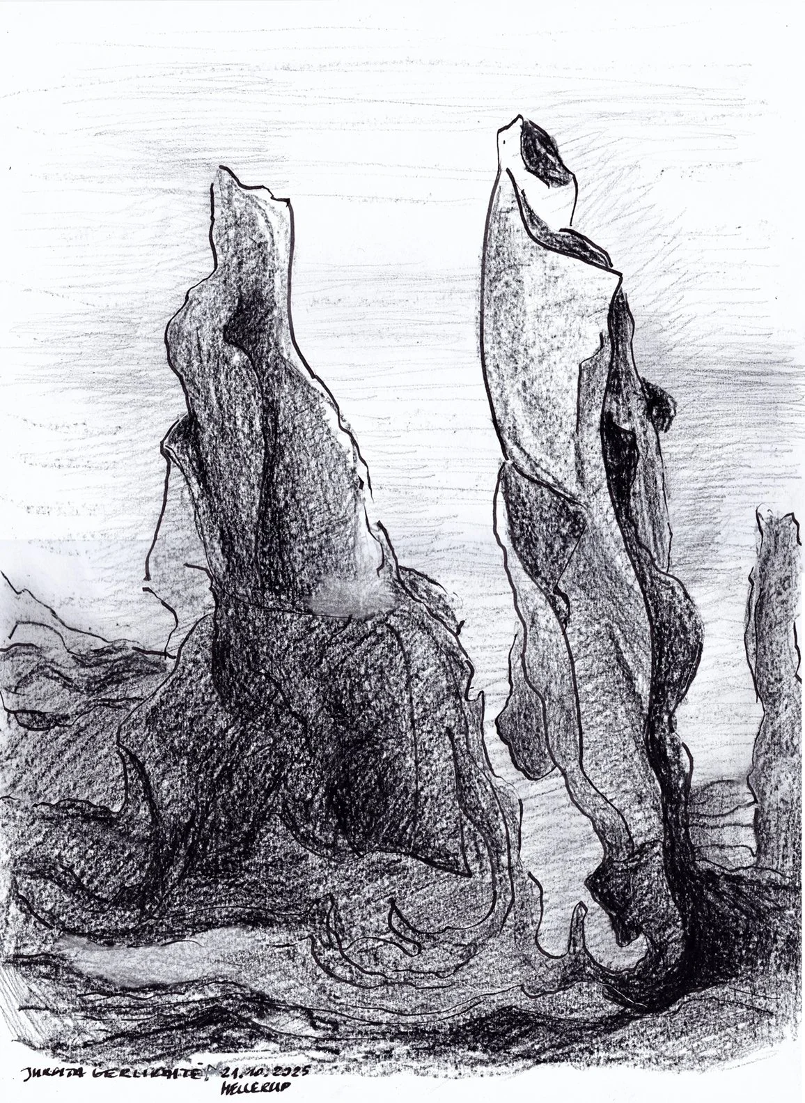 Confrontation: Love. 2025. Ink, crayon, paper. 42 x 30.