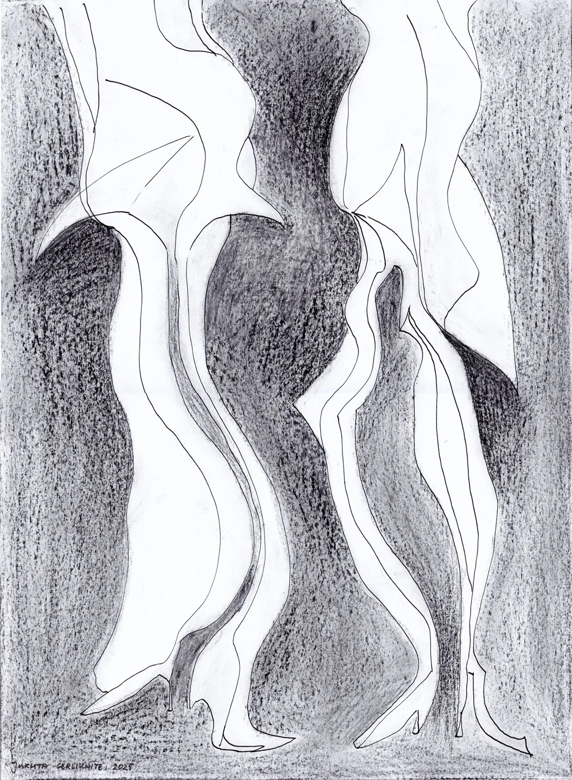 Recognition. 2025. Ink, crayon, paper. 42 x 30.