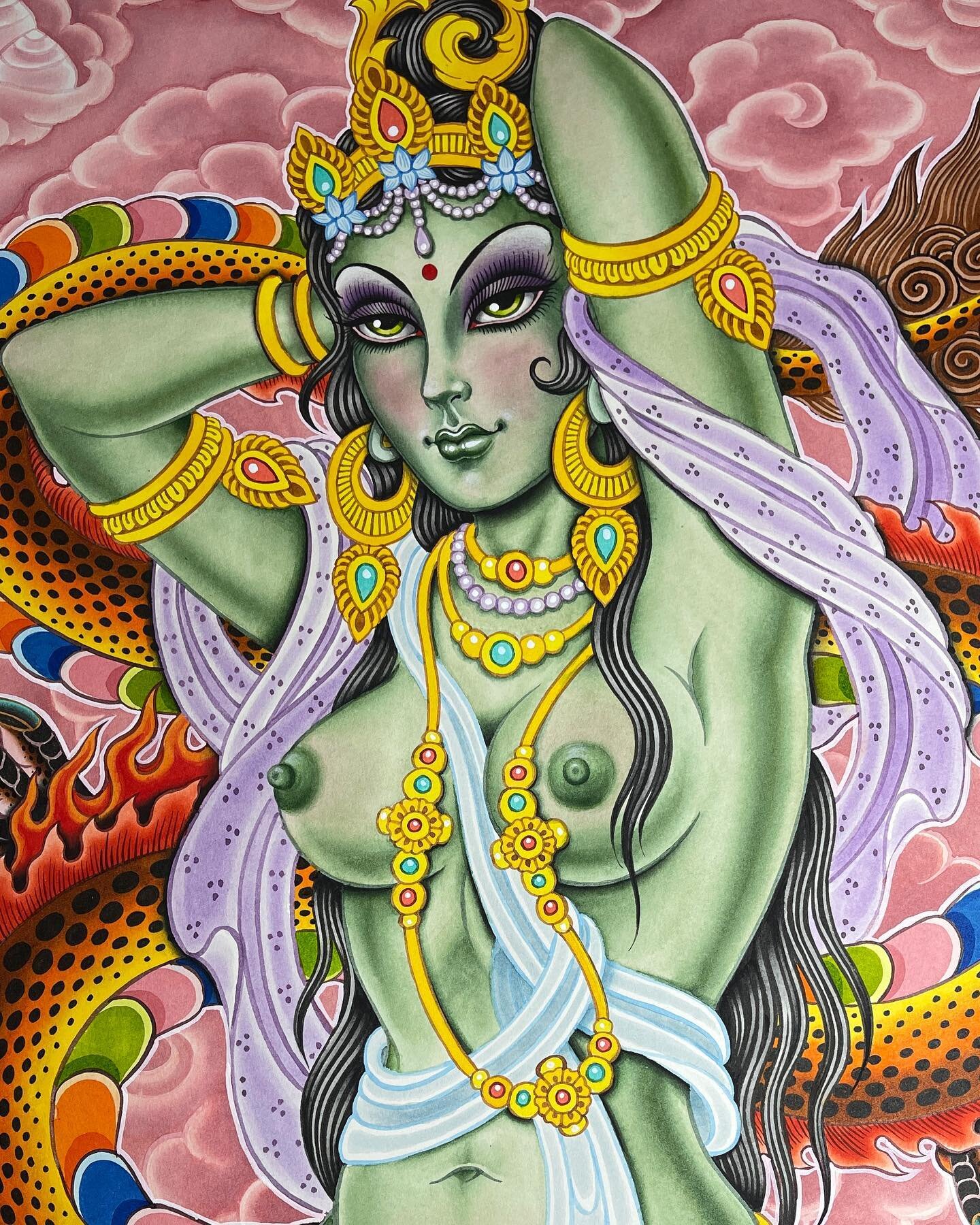 💥PRE-ORDERS NOW LIVE💥
Link in my bio
Green Tara is my latest large print, posed in a traditional pin up style with dragon, she&rsquo;s a big one, 47cm x 59cm
Printed on luxurious Museum Heritage Rag 310gsm.
Special price for pre-orders only. Hoping