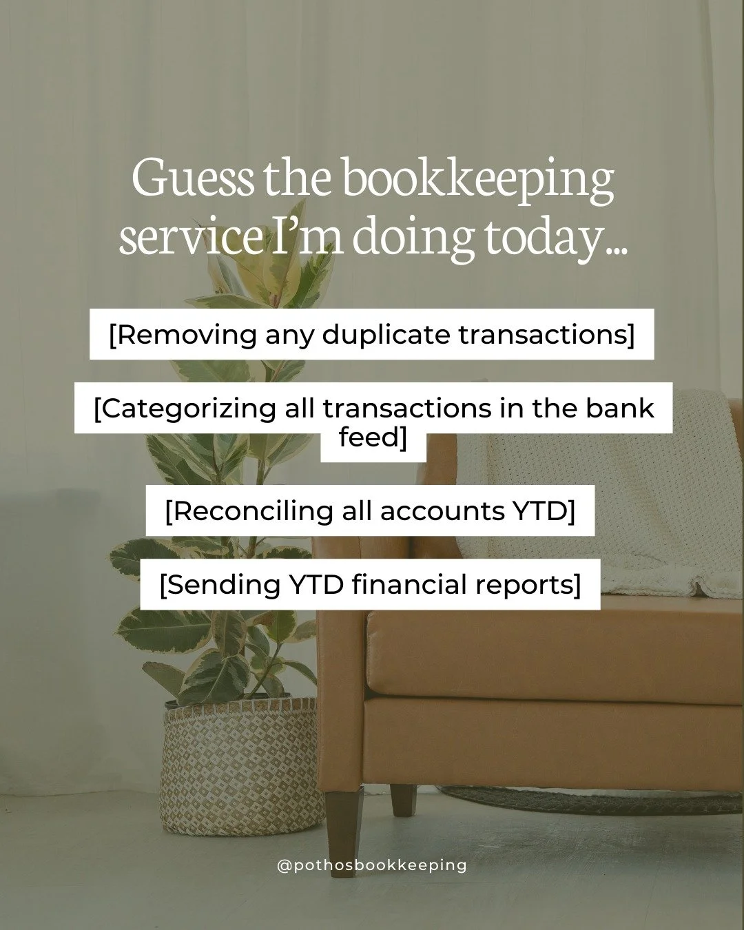 If you guessed ALL - you would be correct! I'm tackling my monthly bookkeeping clients today - and these are just a small list of things I do every month for my clients.

If you're a Creative Entrepreneur who wants me to do all of this for you, you k