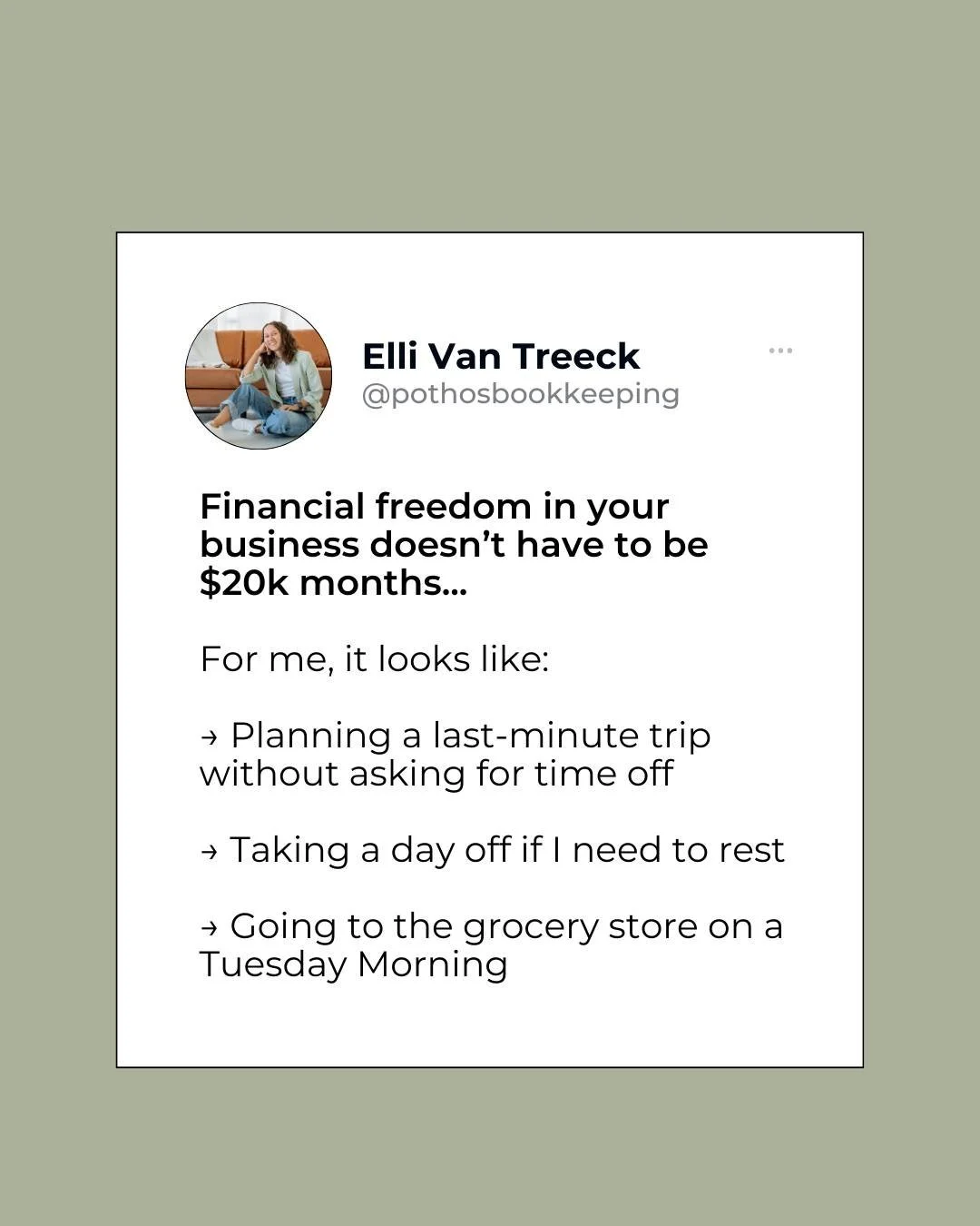 When every other post on Instagram is celebrating a $20k month, it can be tough to see the less-obvious wins.

For my clients, I understand that it's about MORE than the number at the bottom of your P&amp;L.

Financial freedom shows up in our lives i