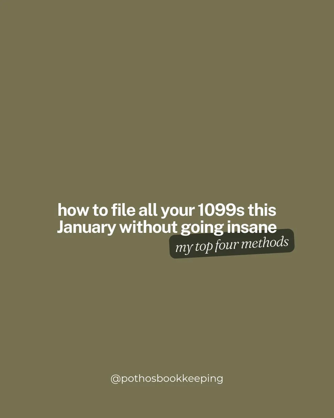 1099 season is the *unnecessarily* stressful beginning of tax season for creatives, but it doesn't have to cost you your sanity!

Here are my top 4 options for filing 1099s:

1️⃣ Have me do it, duh!

Okay, you walked right into that one... but if you