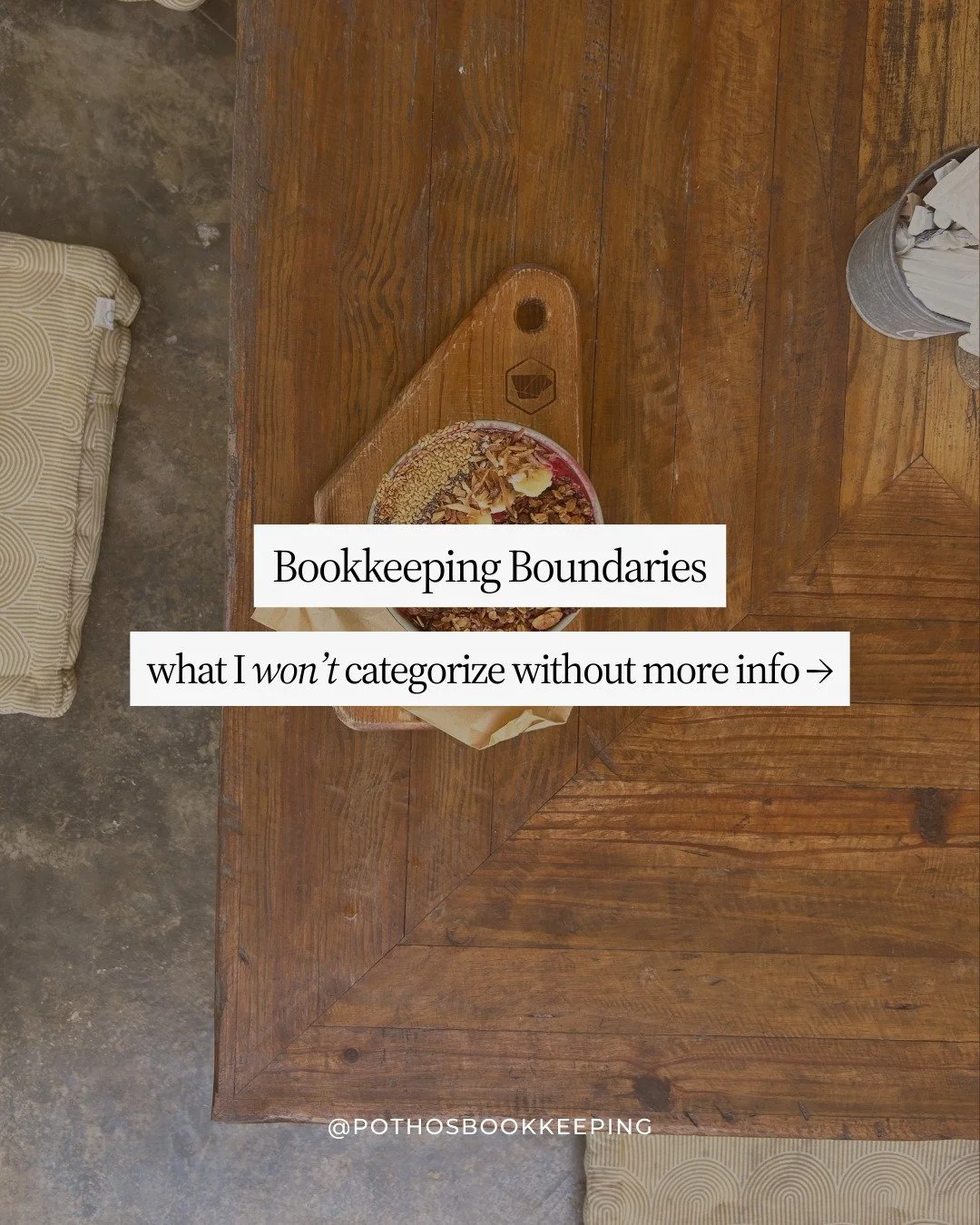 A good bookkeeper won't categorize your expenses without fully understanding *what* you bought and why.

To accurately categorize your business transactions, I normally need more info on expenses like:

 &rarr; Meals (who you were with, business purp