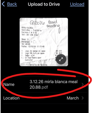 Rename the receipt to “date, who you paid, amount”