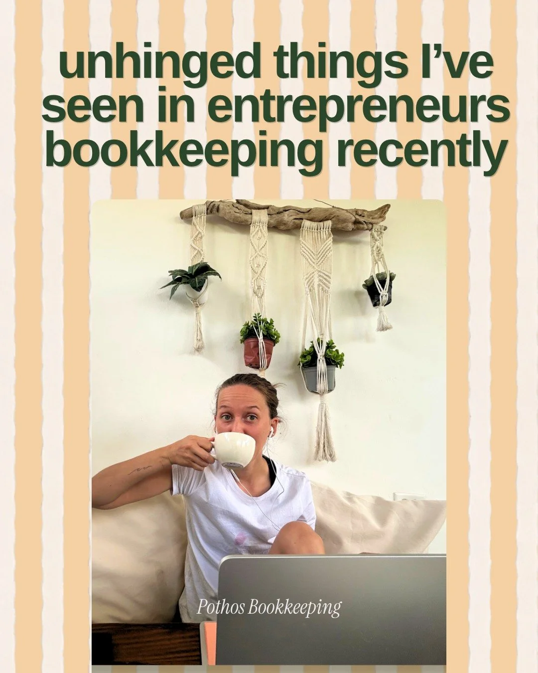 Do small business owners come to me with some ~creative~ account names and questionable write-offs?!

Absolutely! 🙂&zwj;↕️

Would I ever expose them? 

I will genuinely take it to my deathbed! 🤫

Pothos Bookkeeping is a judgement-free zone for fema