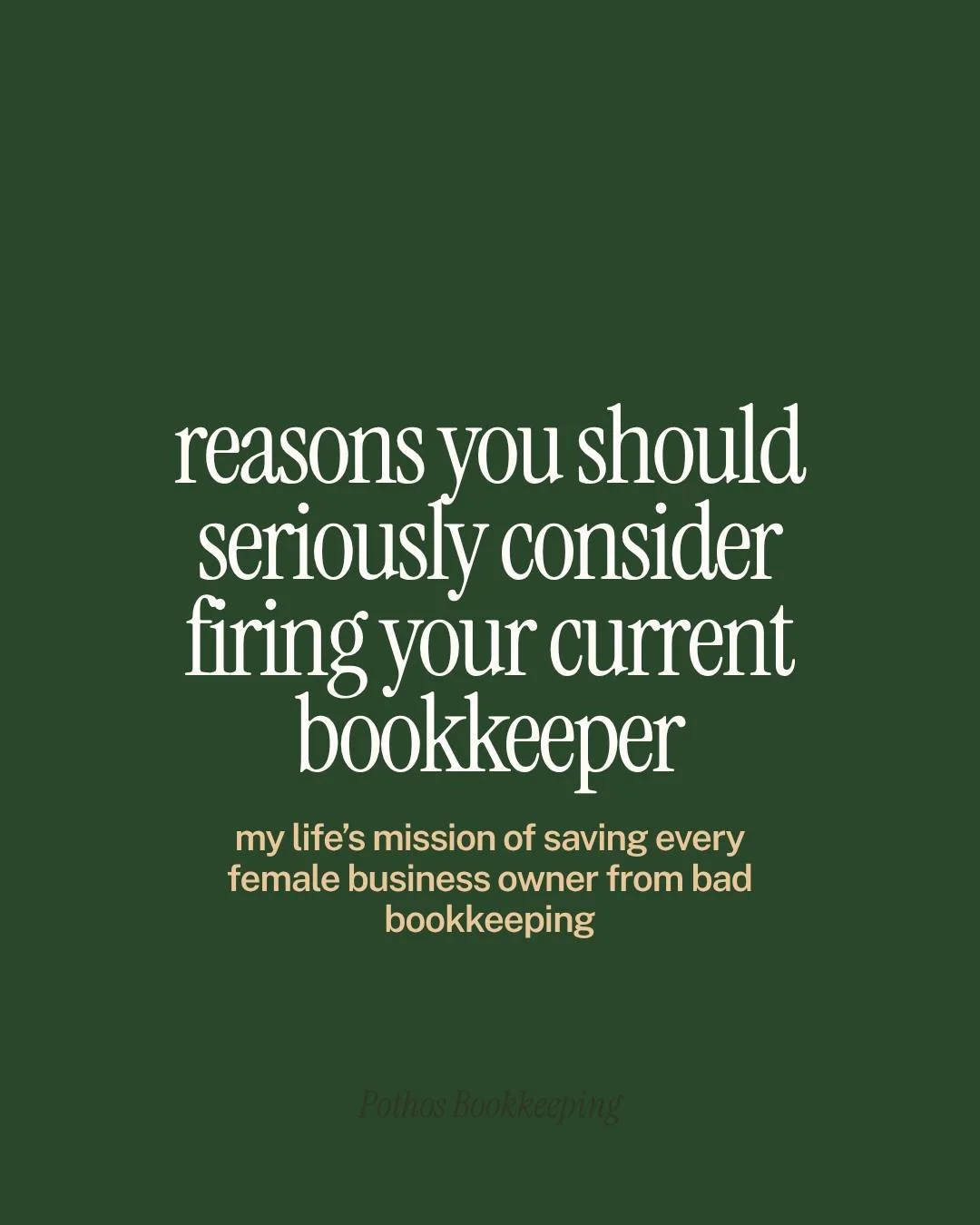Let me preface this by saying that if you're happy with your current bookkeeper, that is great!!!

That's actually what I want for every service provider: you *should* have a bookkeeper who:

&rarr; Responds to your emails + messages in a timely mann