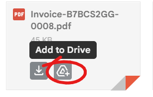 Hover over "add to drive" option when you have a PDF in your email